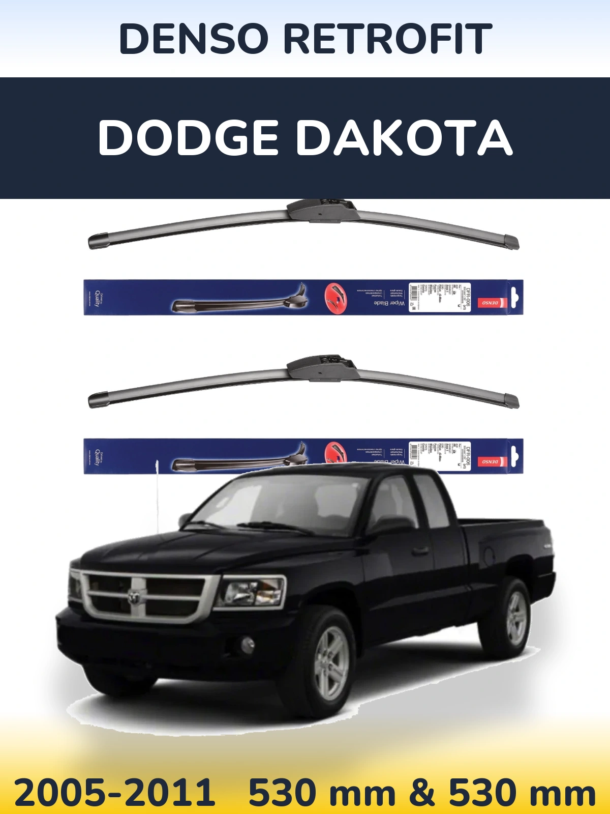 Front wiper blade set Denso Retrofit 530 & 530 mm for Dodge Dakota 2005-2011
