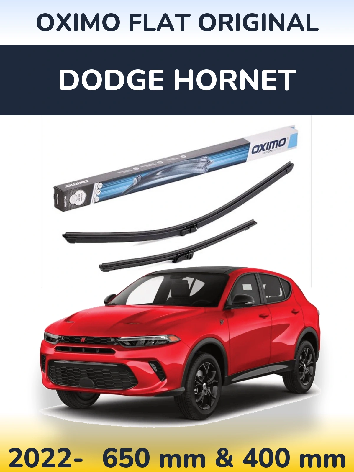 Комплект передних дворников Oximo Flat Original 650 & 400 мм для Dodge Hornet 2022-2026
