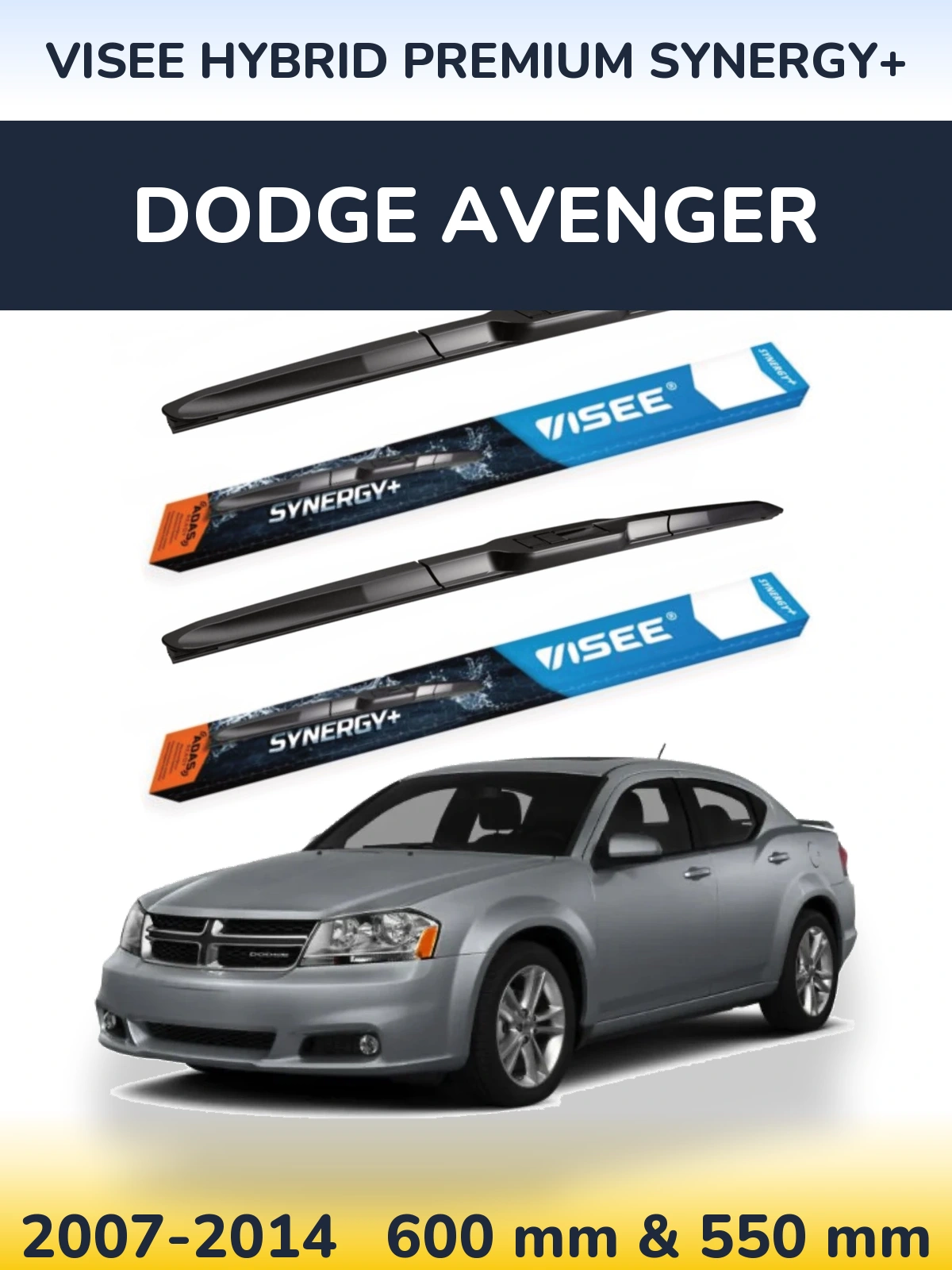 Комплект передних дворников VISEE HYBRID PREMIUM SYNERGY+ 600 & 550 мм для Dodge Avenger 2007-2014