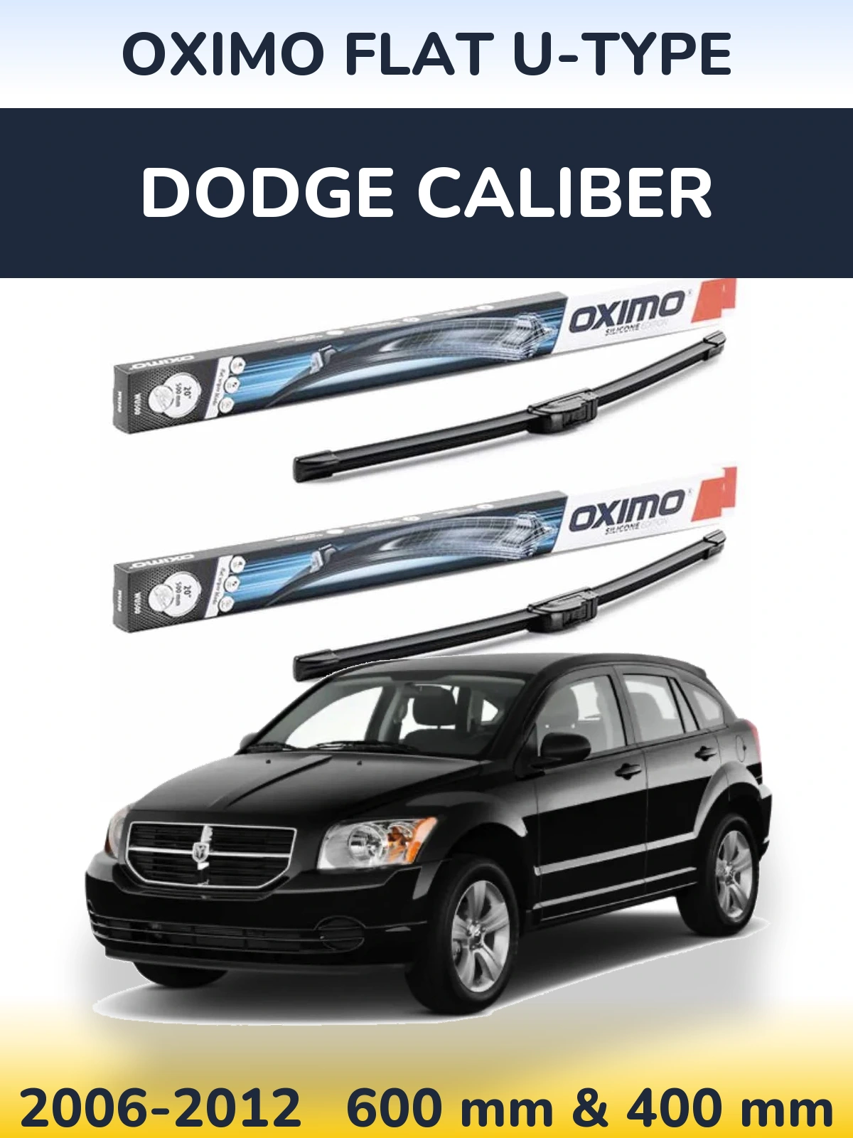 Комплект передних дворников Oximo Flat U-type 600 & 400 мм для Dodge Caliber 2006-2012