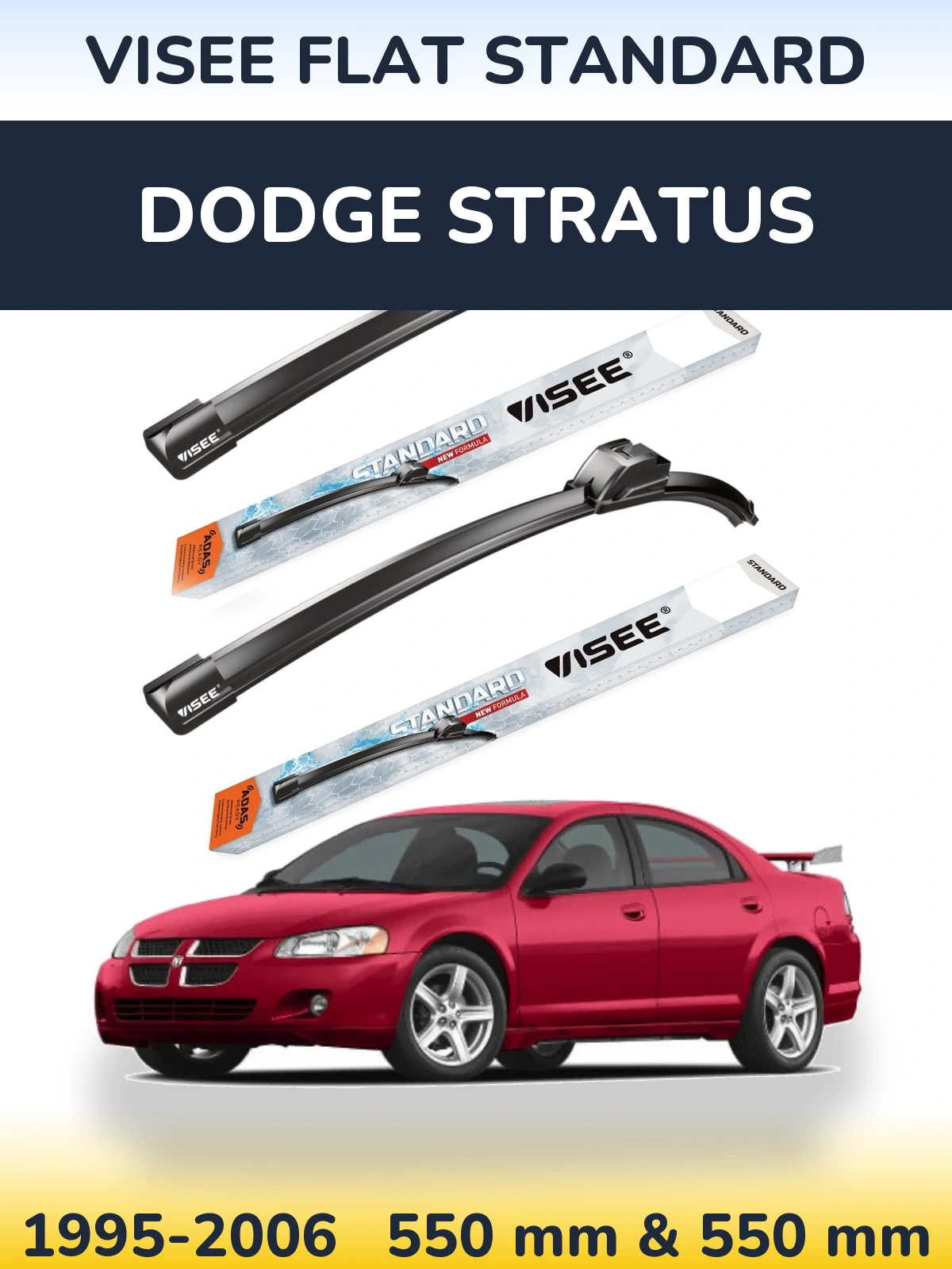 Комплект передніх щіток VISEE FLAT STANDARD 550 & 550 мм для Dodge Stratus 1995-2006