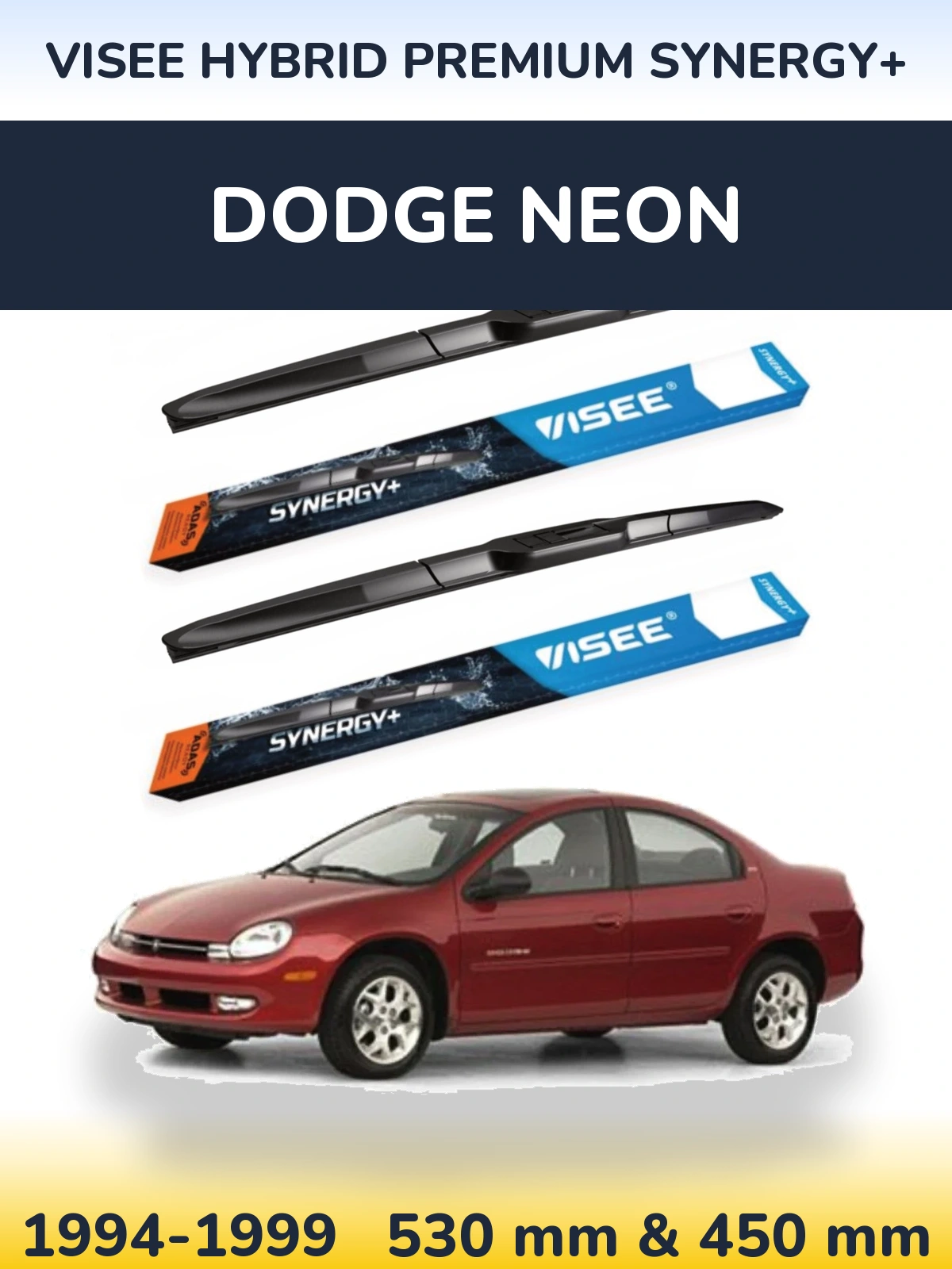 Комплект передніх щіток VISEE HYBRID PREMIUM SYNERGY+ 530 & 450 мм для Dodge Neon 1994-1999