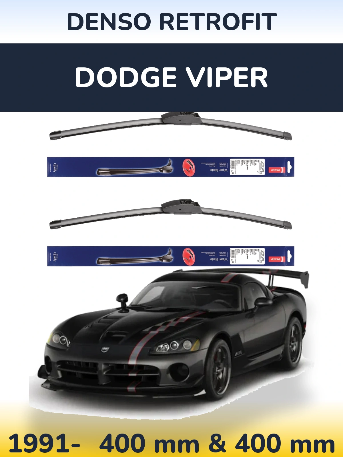 Комплект передних дворников Denso Retrofit 400 & 400 мм для Dodge Viper 1991-2026