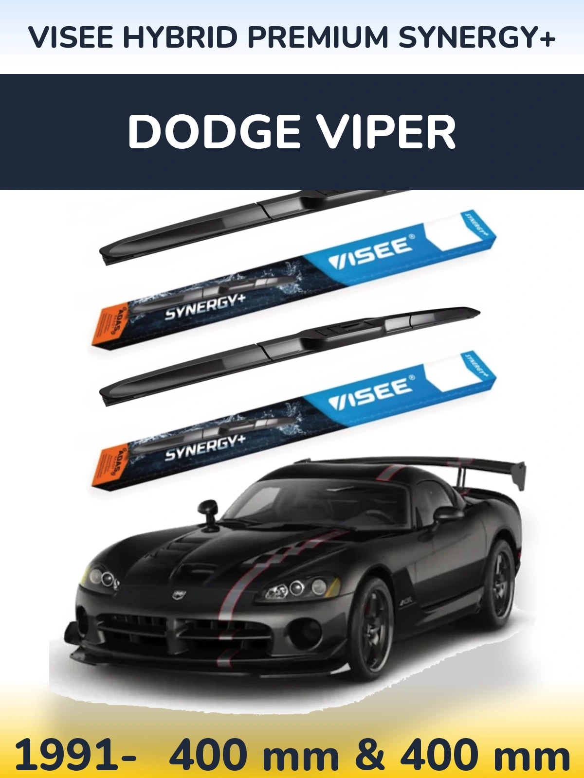 Комплект передних дворников VISEE HYBRID PREMIUM SYNERGY+ 400 & 400 мм для Dodge Viper 1991-2026