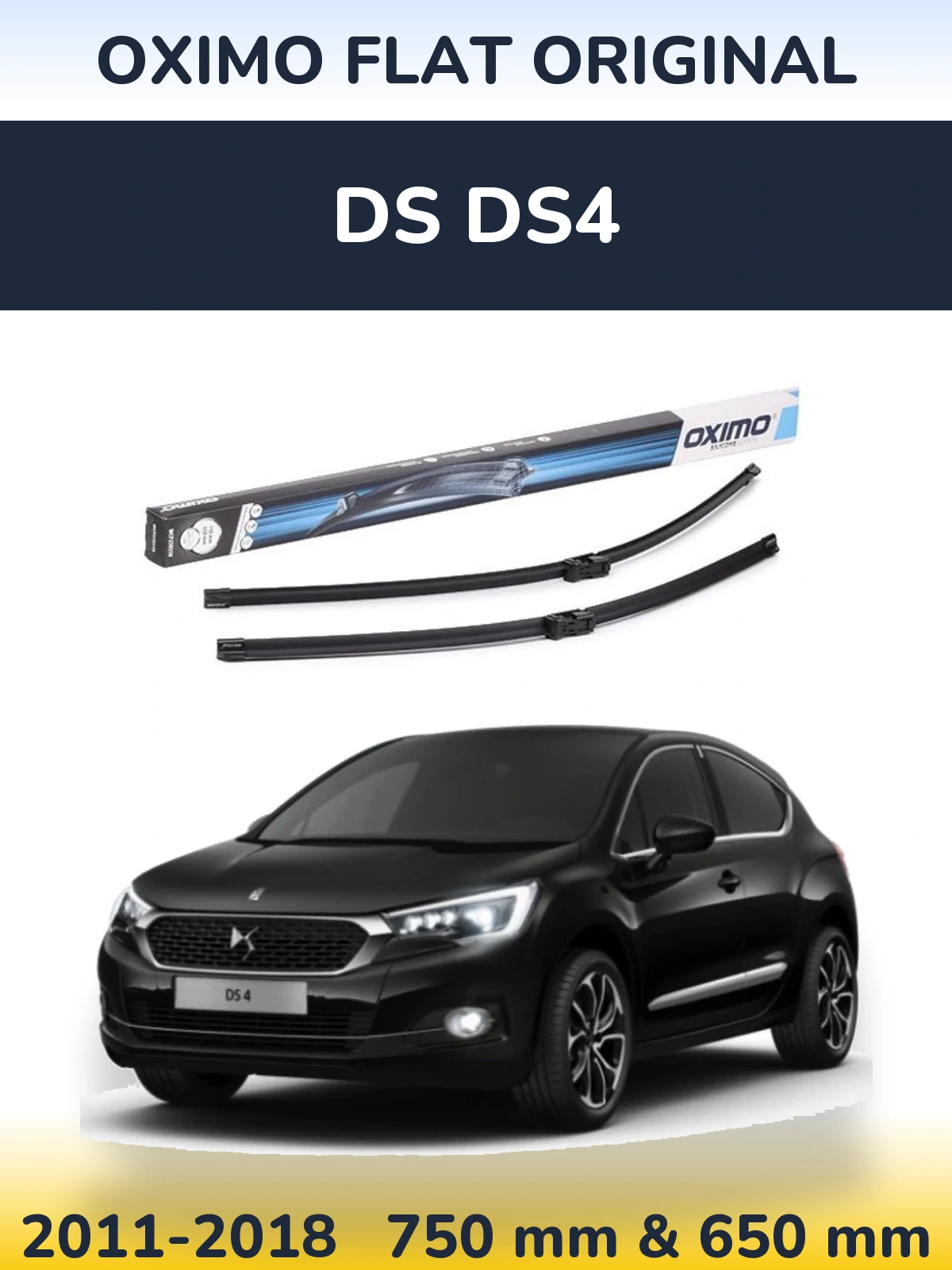 Front wiper blade set Oximo Flat Original 750 & 650 mm for DS DS4 2011-2018