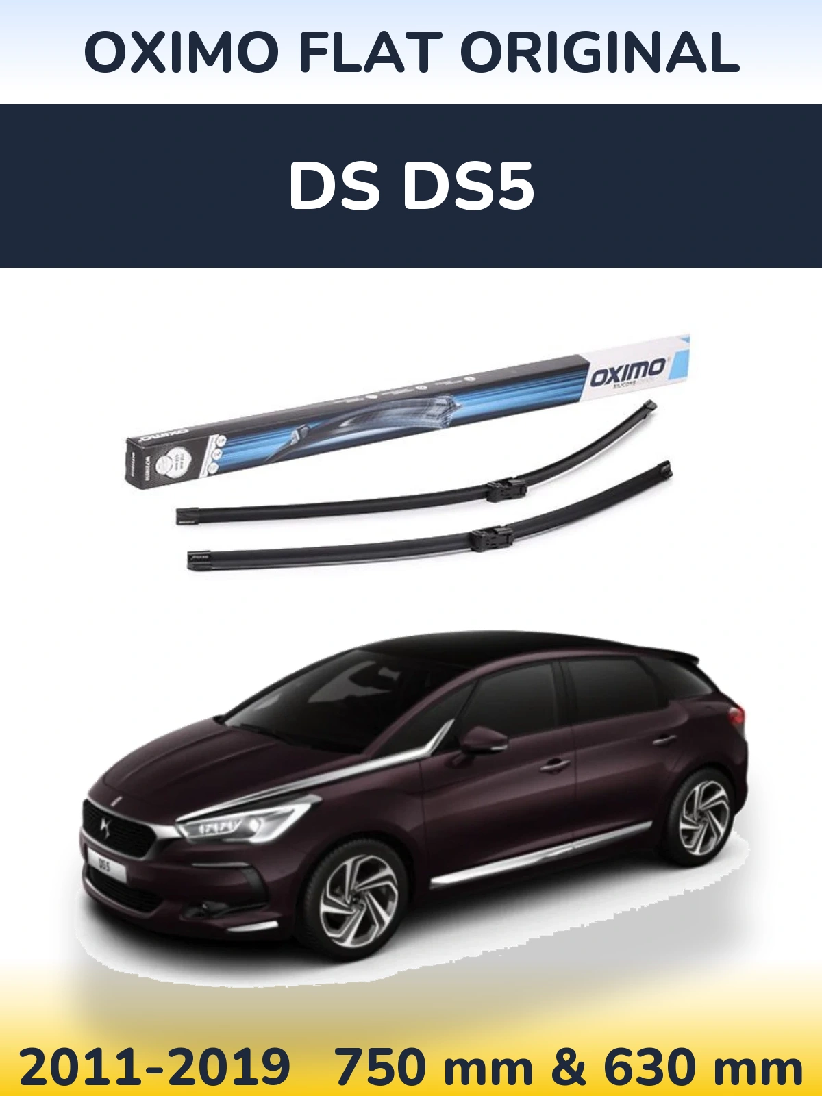 Комплект передних дворников Oximo Flat Original 750 & 650 мм для DS DS5 2011-2019