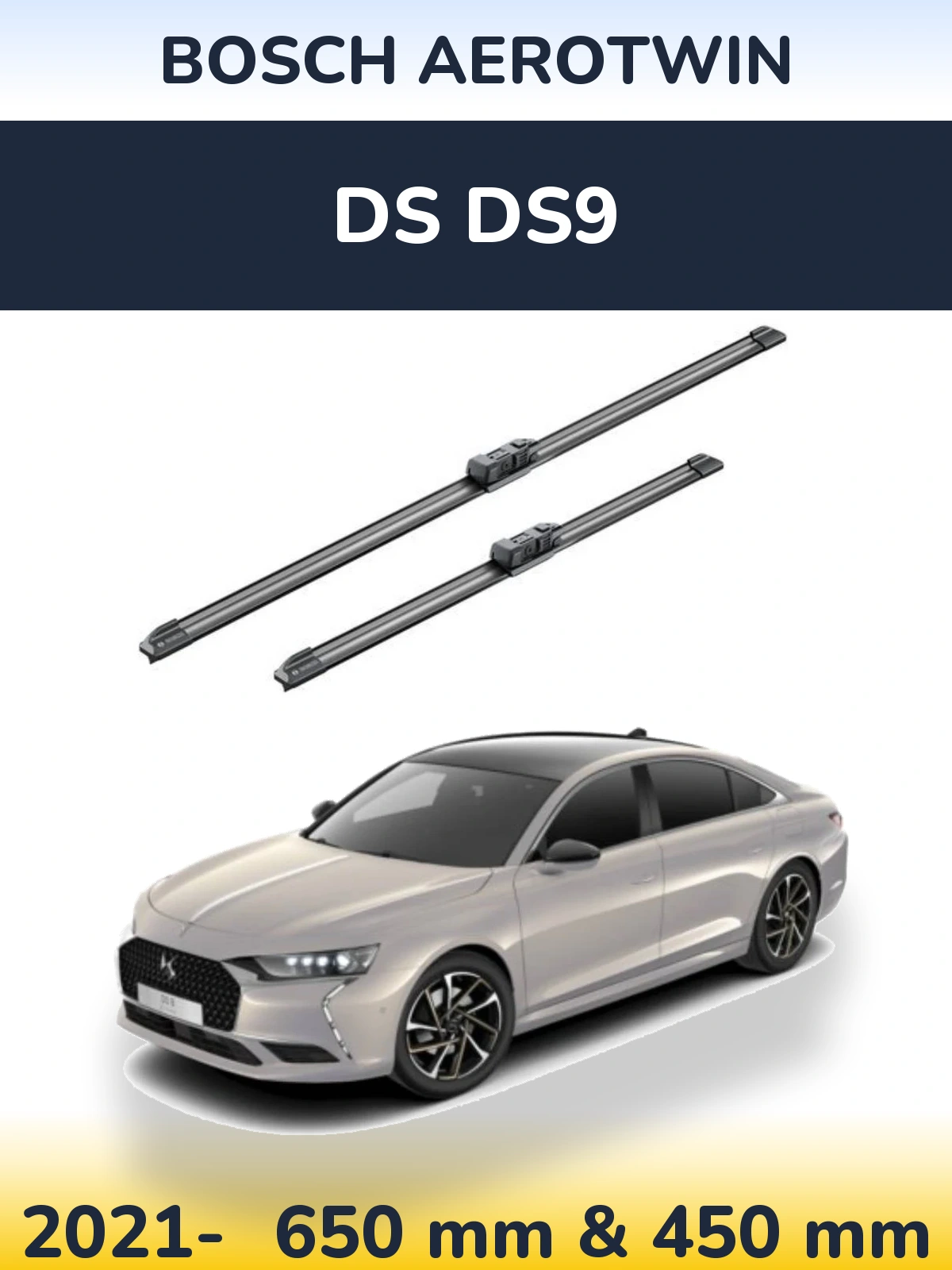Front wiper blade set BOSCH AeroTwin 650 & 450 mm for DS DS9 2021-2026