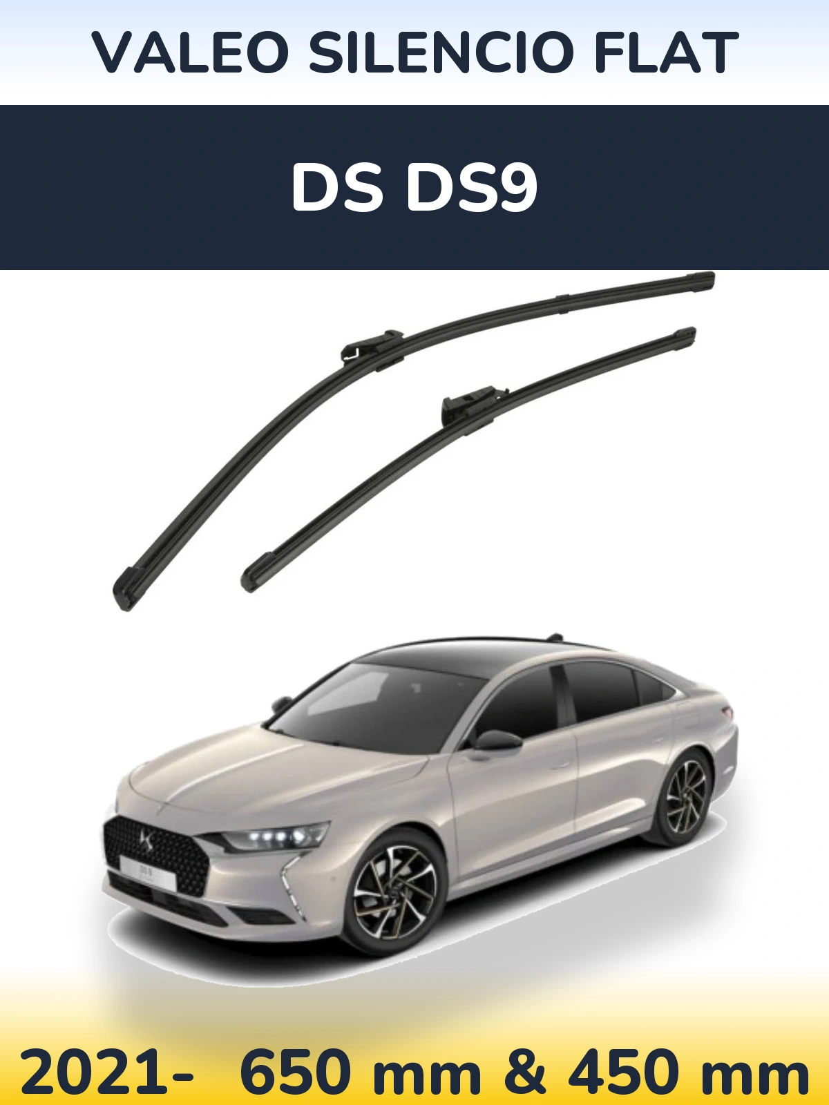 Комплект передних дворников Valeo Silencio Flat 650 & 450 мм для DS DS9 2021-2026