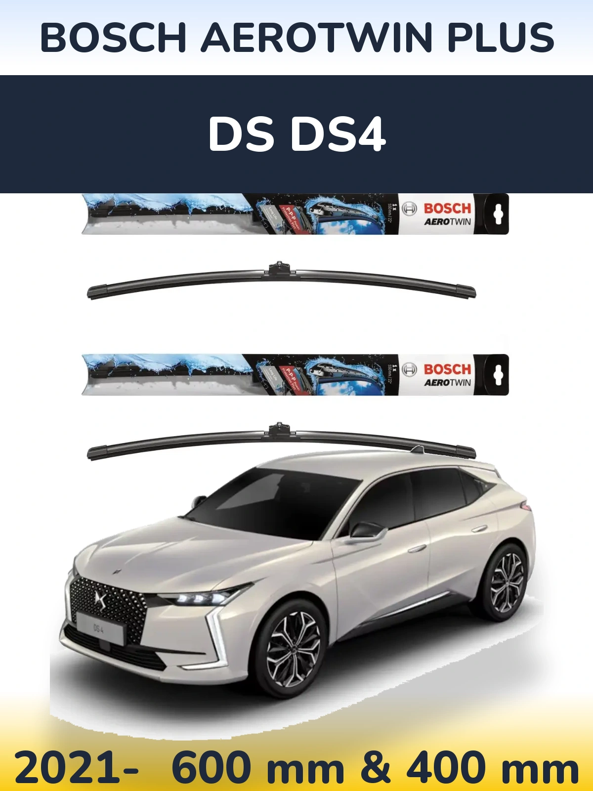 Комплект передних дворников BOSCH AeroTwin Plus 600 & 400 мм для DS DS4 2021-2026