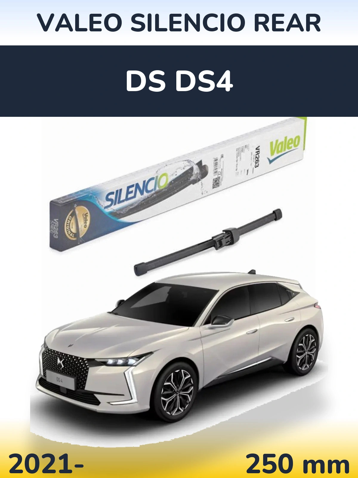 Rear wiper blade Valeo Silencio Rear 250 mm for DS DS4 2021-2026