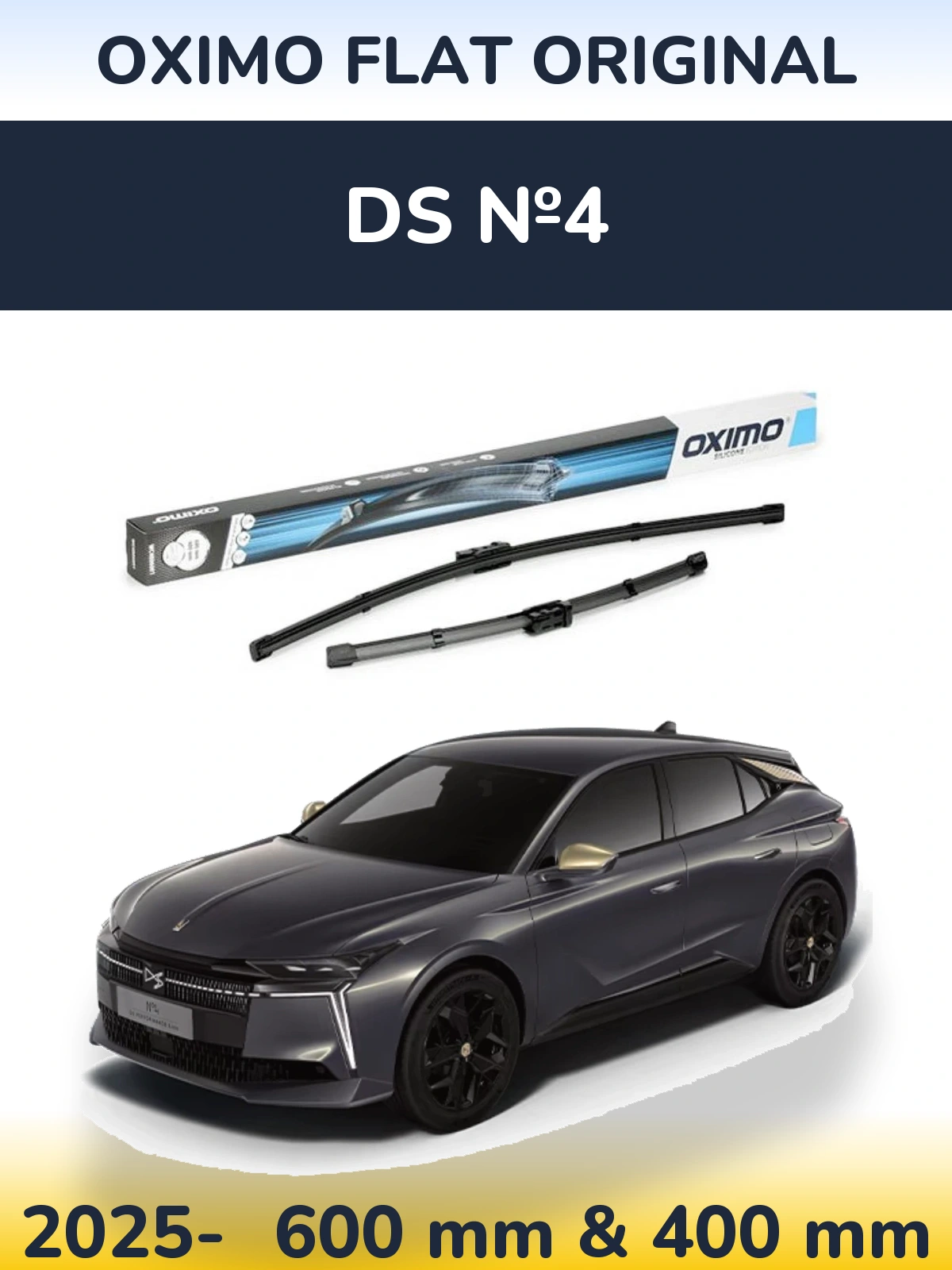 Front wiper blade set Oximo Flat Original 600 & 400 mm for DS №4 2025-2026