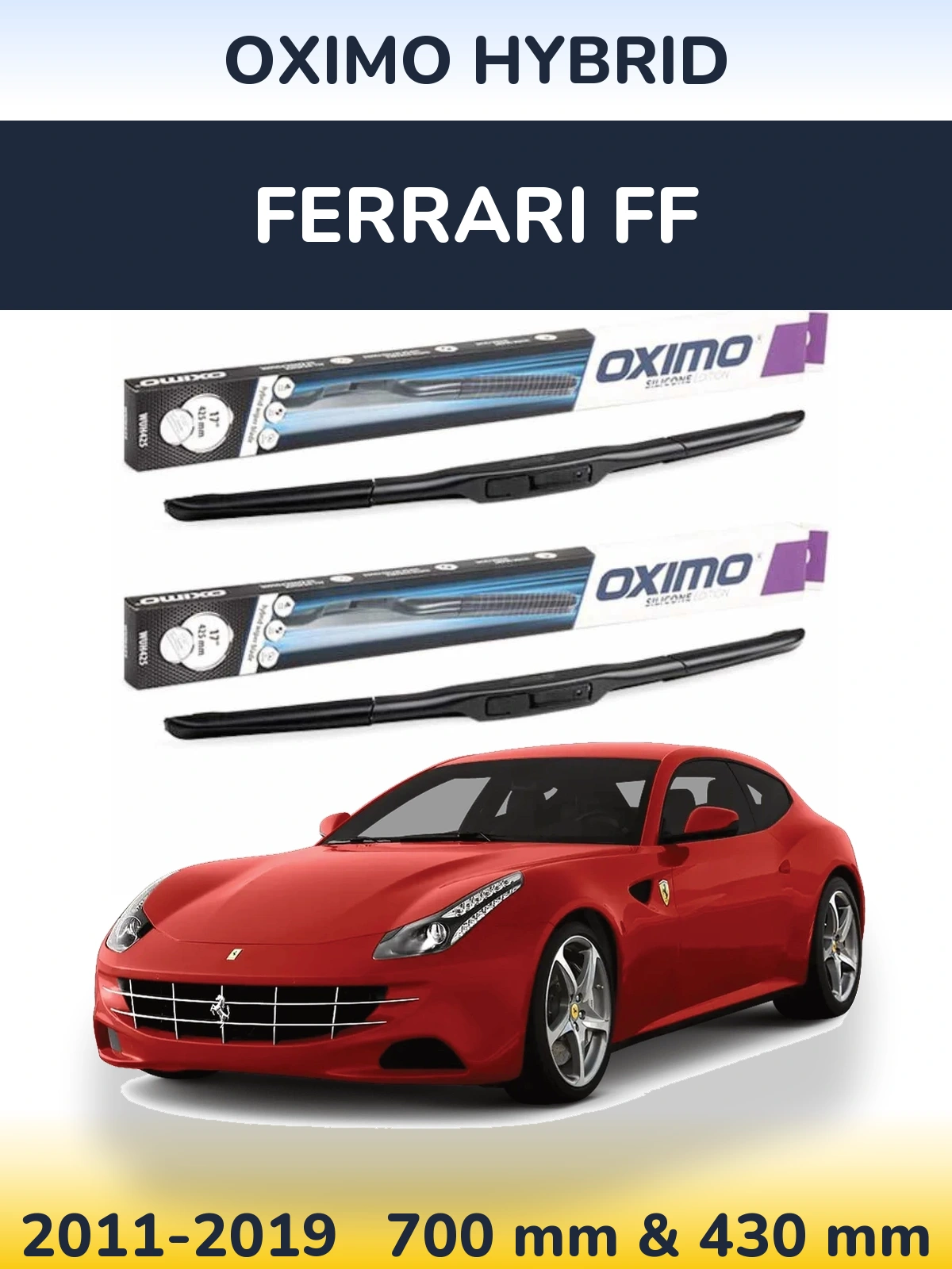 Комплект передних дворников Oximo Hybrid 700 & 430 мм для Ferrari FF 2011-2019