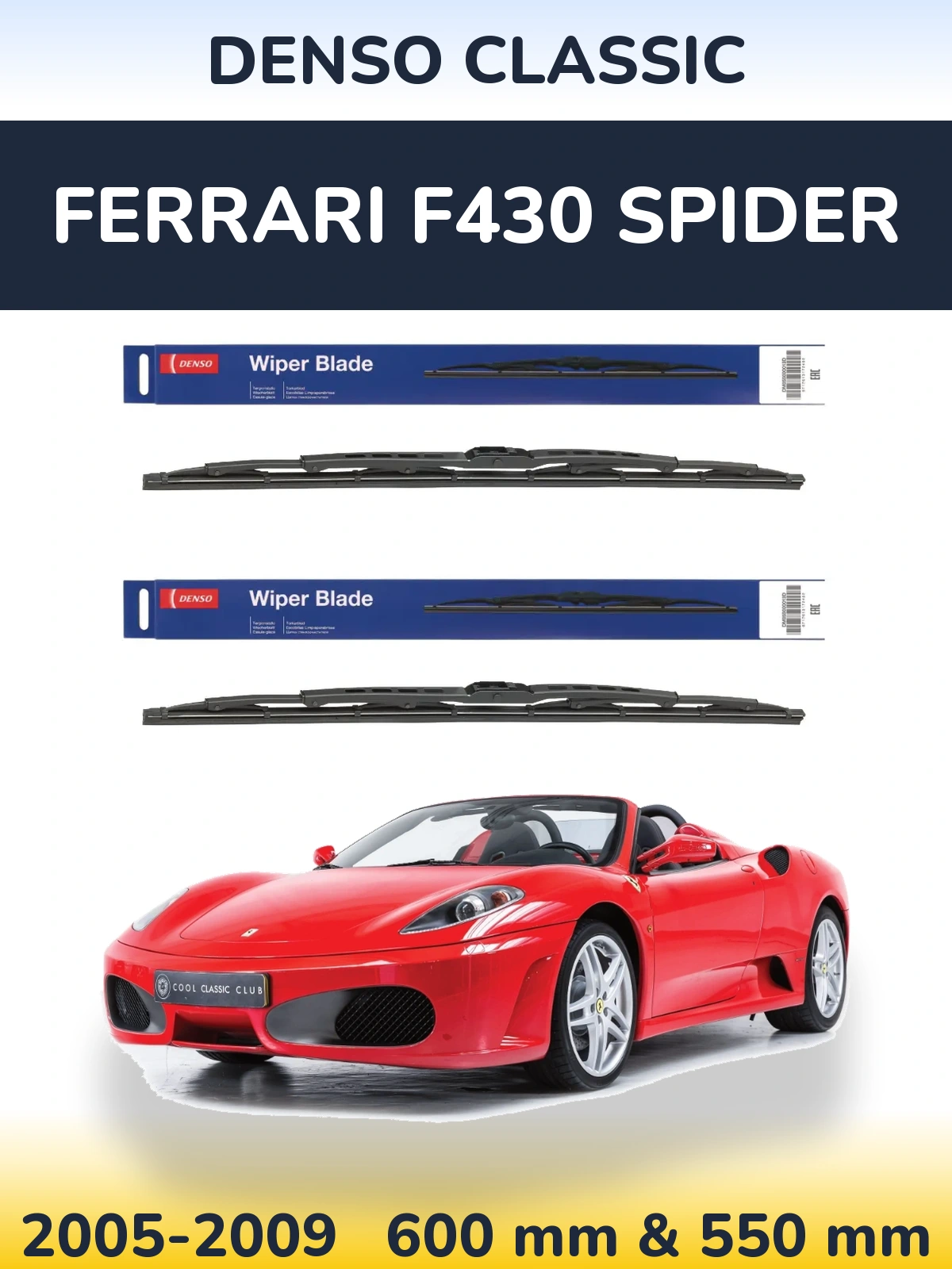 Комплект передних дворников Denso Classic 600 & 550 мм для Ferrari F430 Spider 2005-2009
