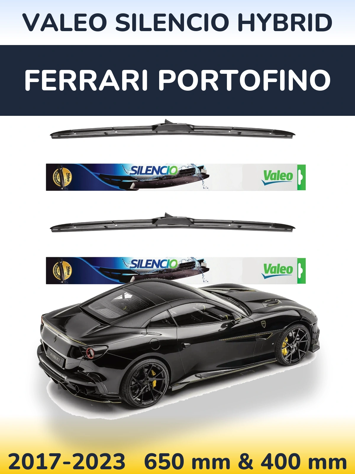 Комплект передних дворников Valeo Silencio Hybrid 650 & 400 мм для Ferrari Portofino 2017-2023