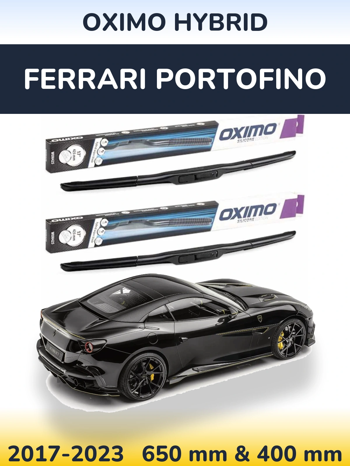 Комплект передних дворников Oximo Hybrid 650 & 400 мм для Ferrari Portofino 2017-2023