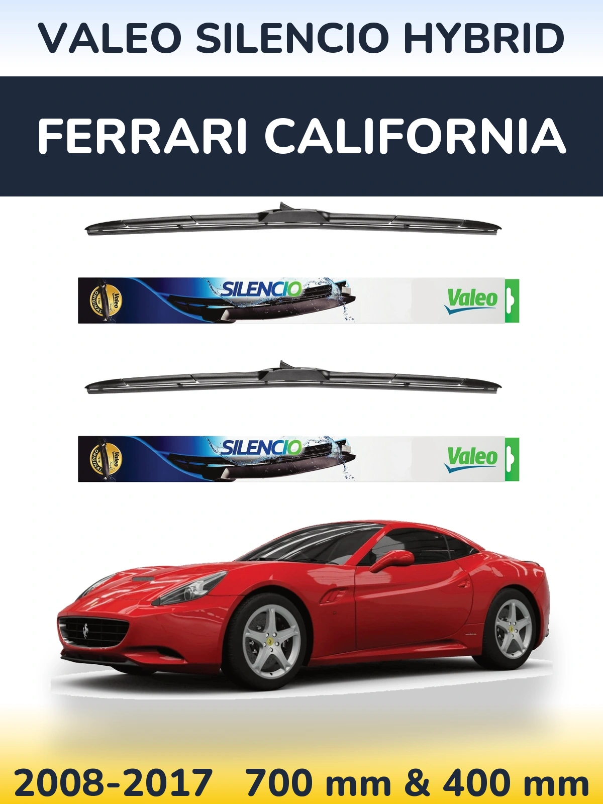 Комплект передних дворников Valeo Silencio Hybrid 700 & 400 мм для Ferrari California 2008-2017