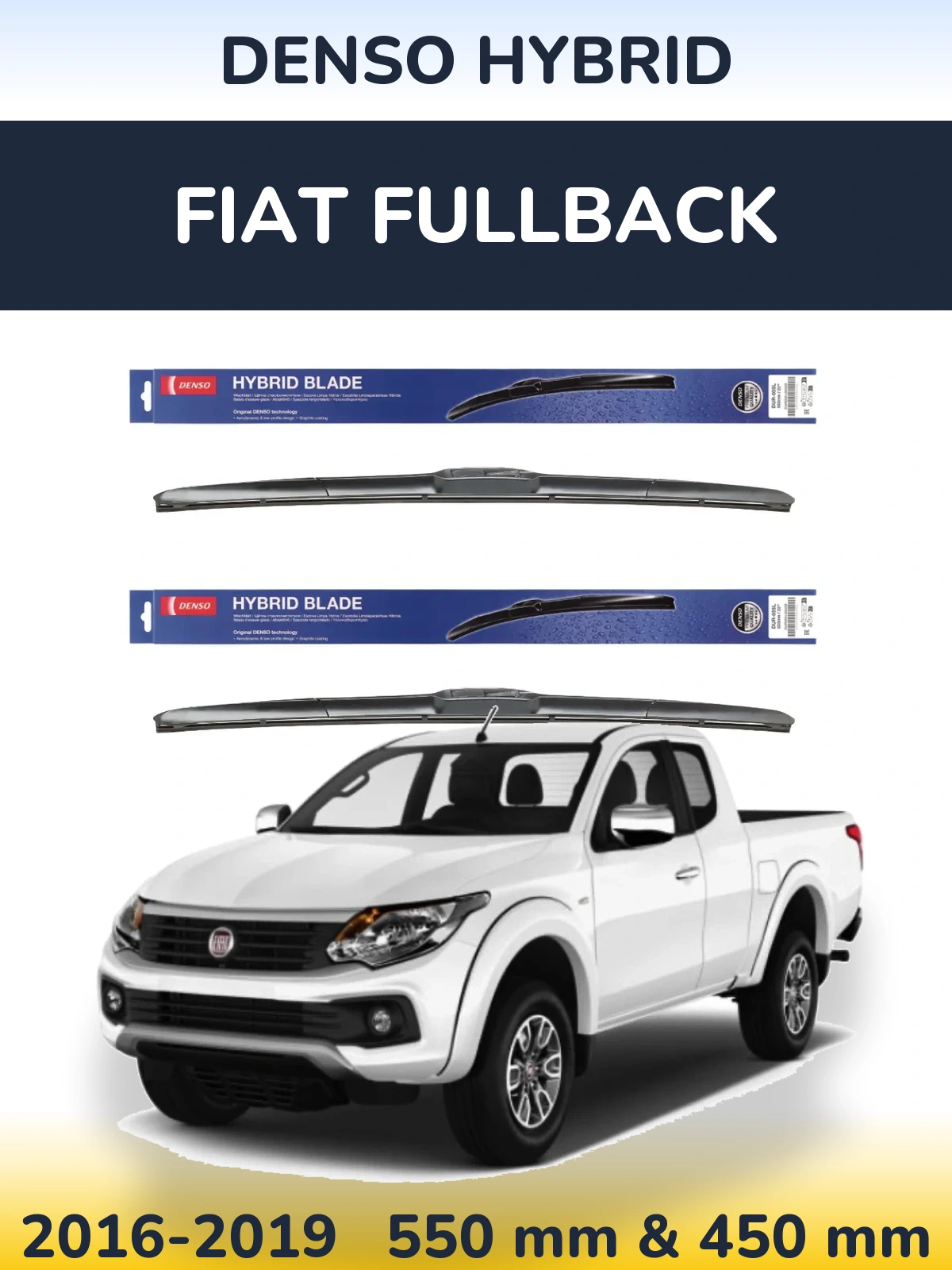 Комплект передних дворников Denso Hybrid 550 & 450 мм для Fiat Fullback 2016-2019