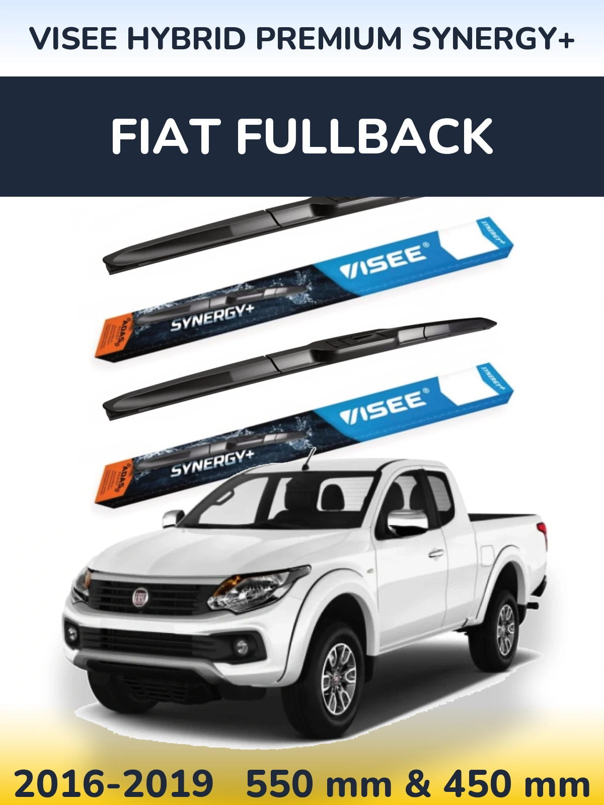 Комплект передних дворников VISEE HYBRID PREMIUM SYNERGY+ 550 & 450 мм для Fiat Fullback 2016-2019