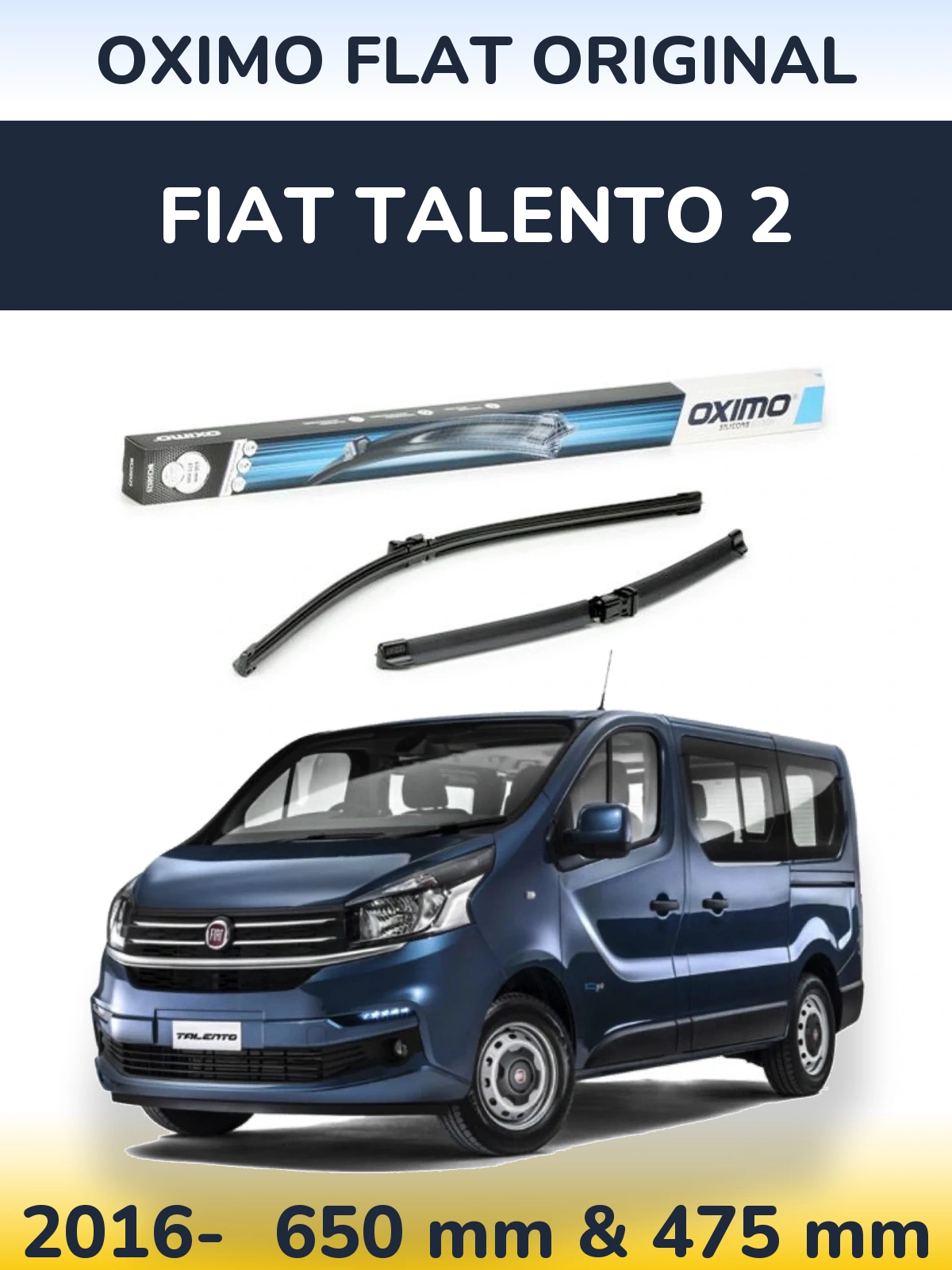 Комплект передніх щіток Oximo Flat Original 650 & 475 мм для Fiat Talento 2 2016-2026