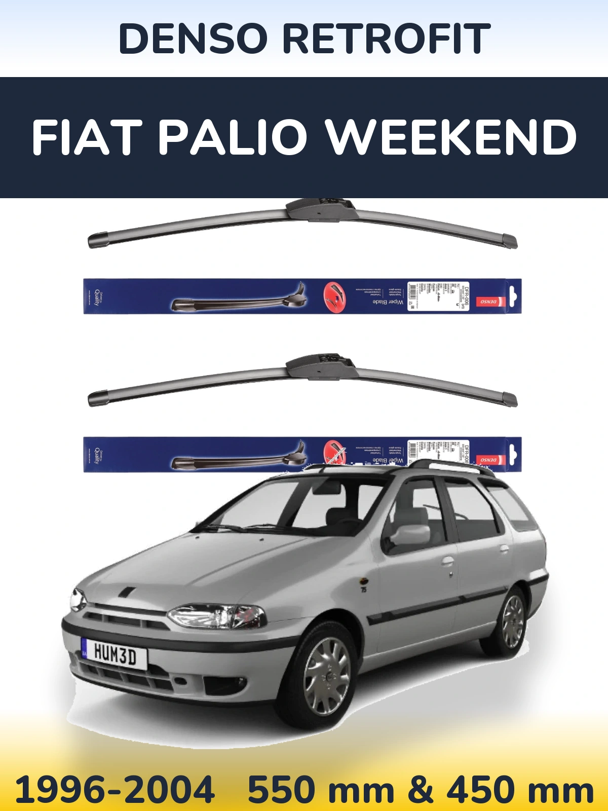Комплект передних дворников Denso Retrofit 550 & 450 мм для Fiat Palio Weekend 1996-2004
