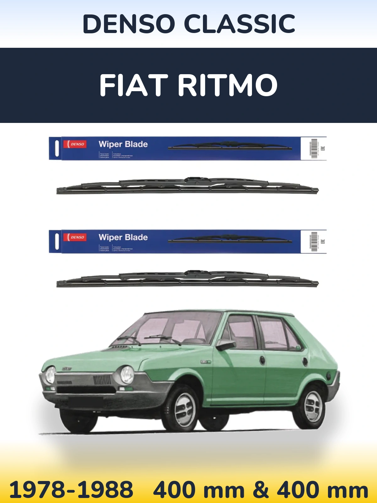 Комплект передніх щіток Denso Classic 400 & 400 мм для Fiat Ritmo 1978-1988