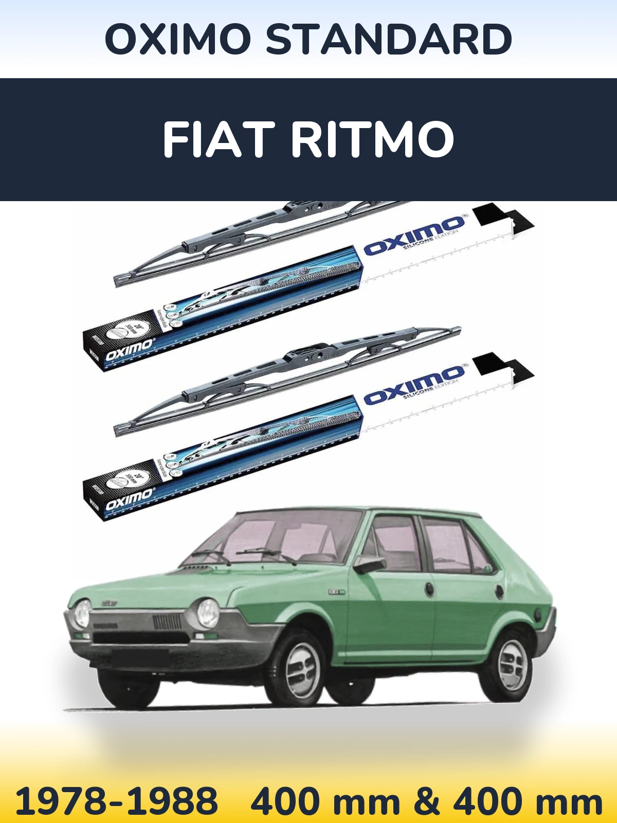 Front wiper blade set Oximo Standard 400 & 400 mm for Fiat Ritmo 1978-1988