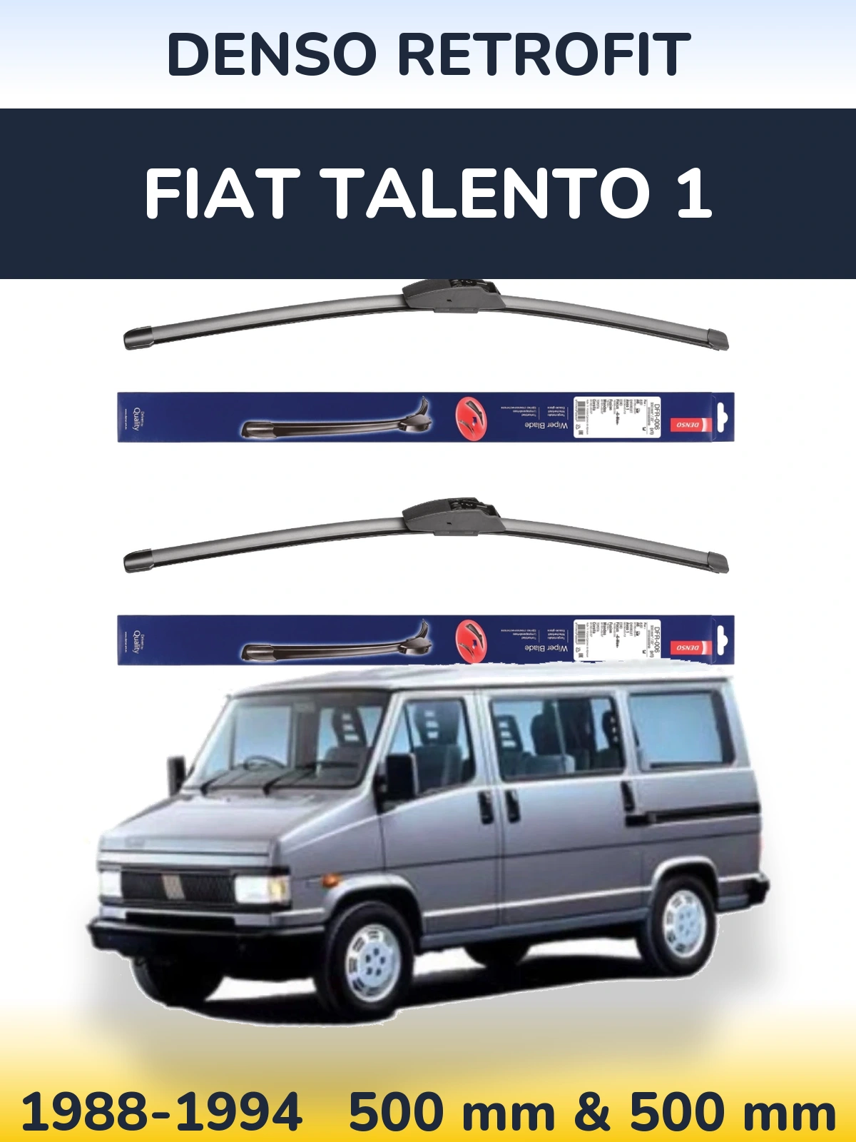 Комплект передніх щіток Denso Retrofit 500 & 500 мм для Fiat Talento 1 1988-1994