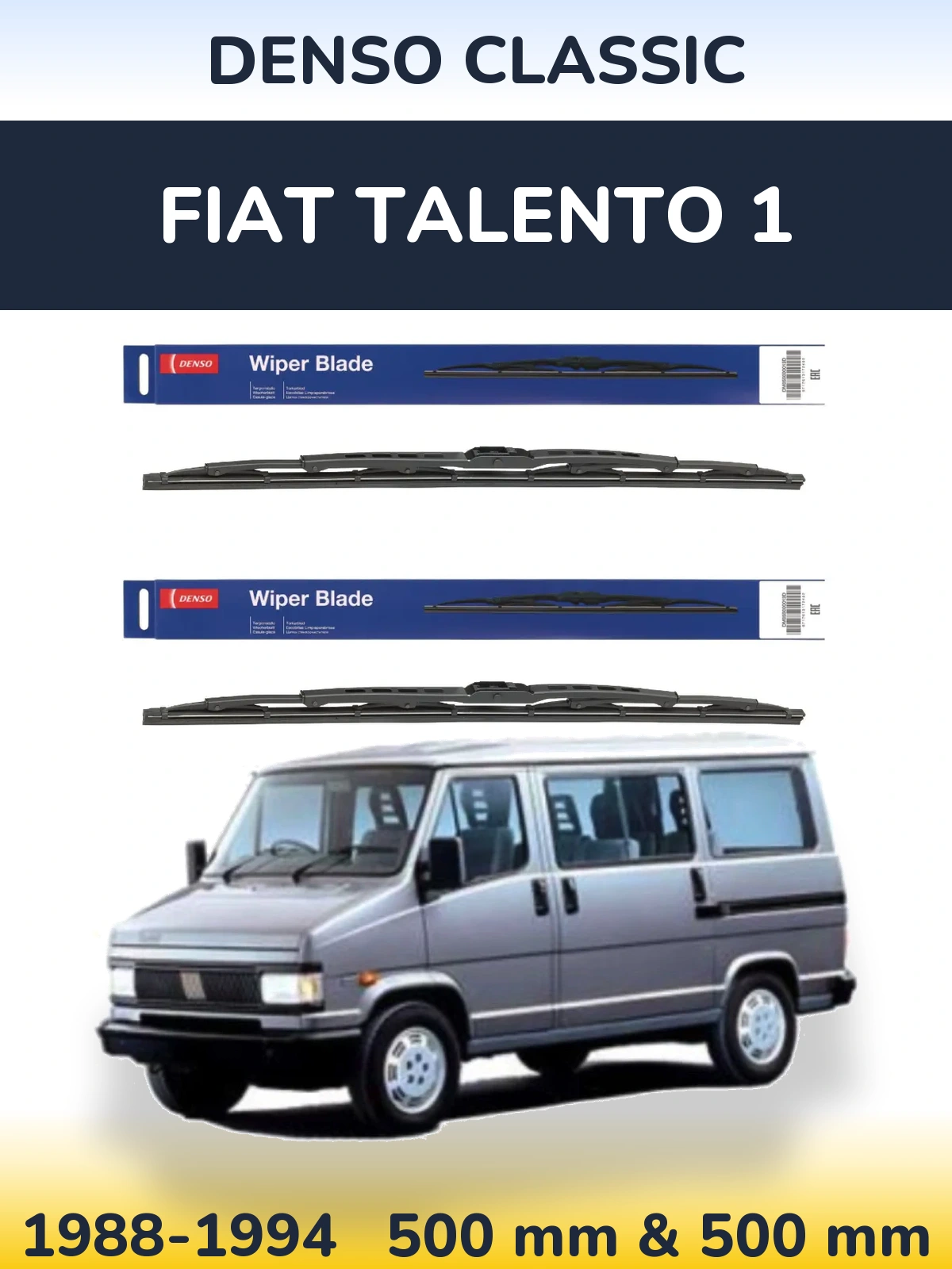 Комплект передних дворников Denso Classic 500 & 500 мм для Fiat Talento 1 1988-1994