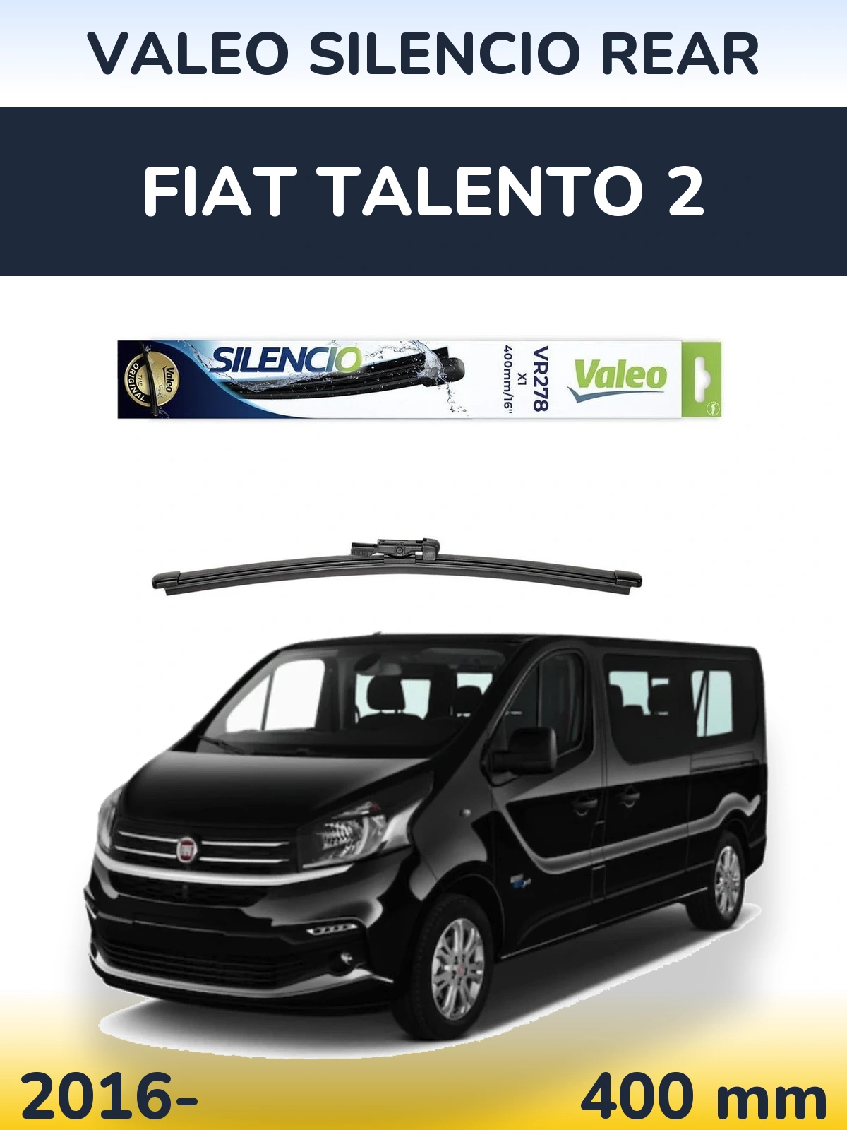 Rear wiper blade Valeo Silencio Rear 400 mm for Fiat Talento 2 2016-2026