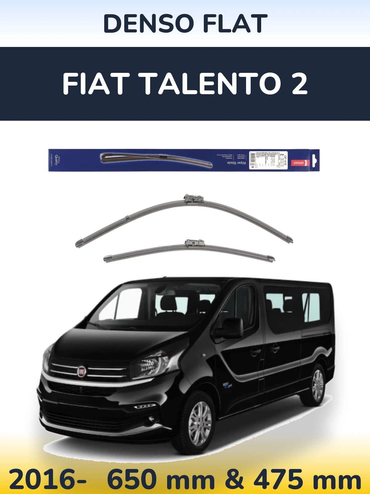 Комплект передніх щіток Denso Flat 650 & 475 мм для Fiat Talento 2 2016-2026