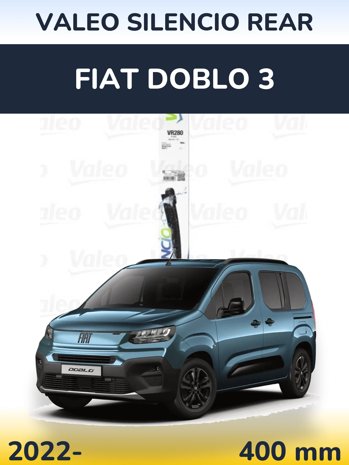 Rear wiper blade Valeo Silencio Rear 380 mm for Fiat Doblo 3 2022-2026