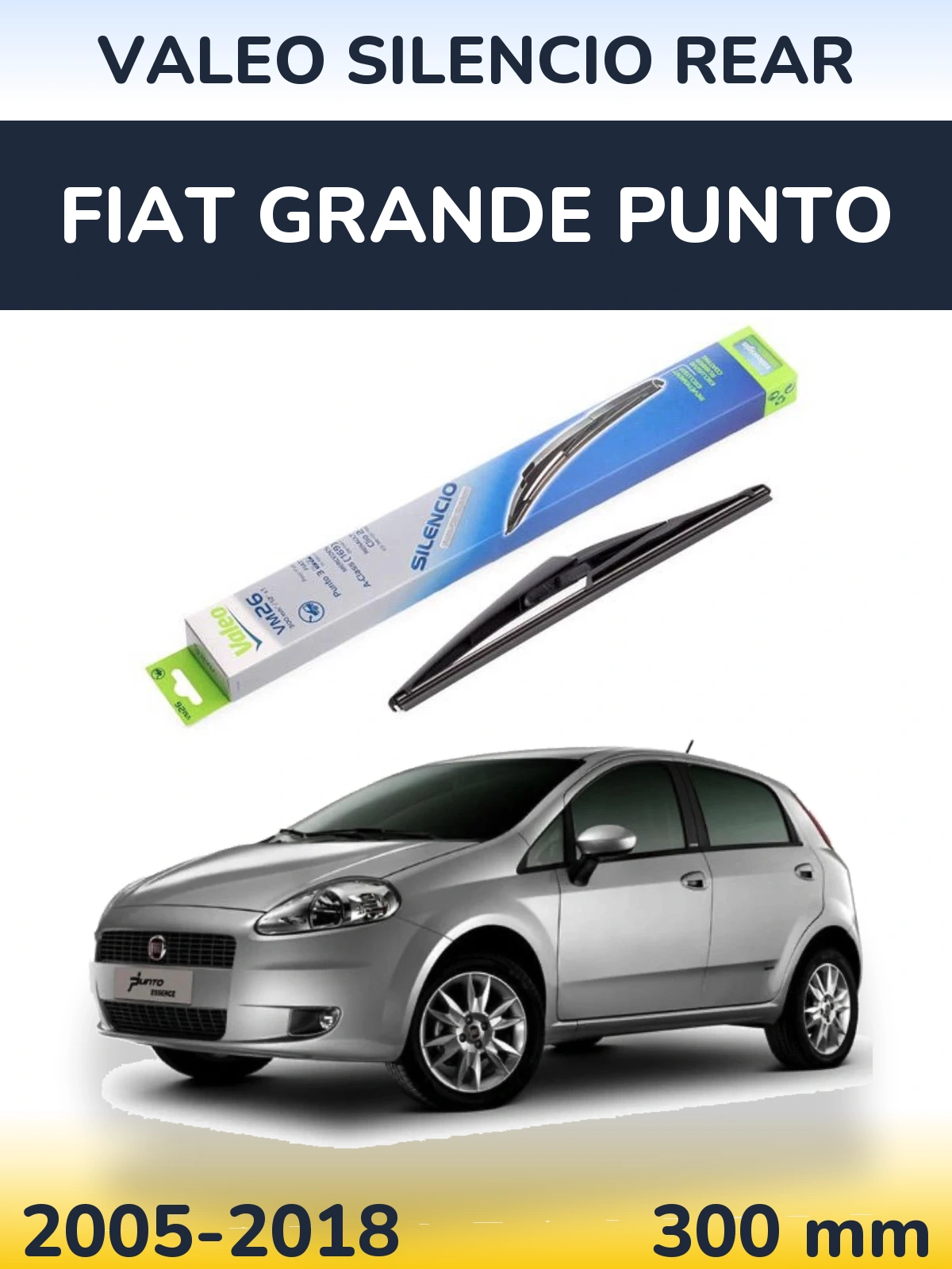 Rear wiper blade Valeo Silencio Rear 300 mm for Fiat Grande Punto 2005-2018
