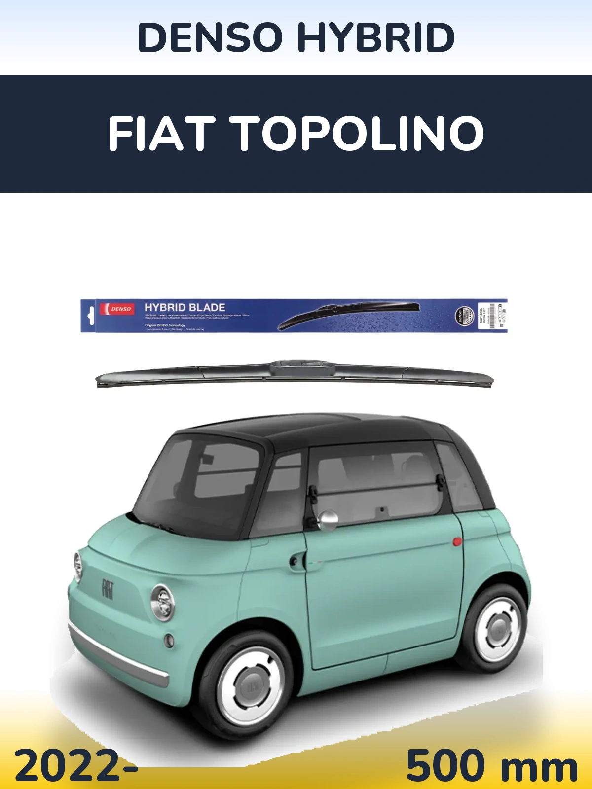 Front wiper blade Denso Hybrid 500 mm for Fiat Topolino 2022-2026