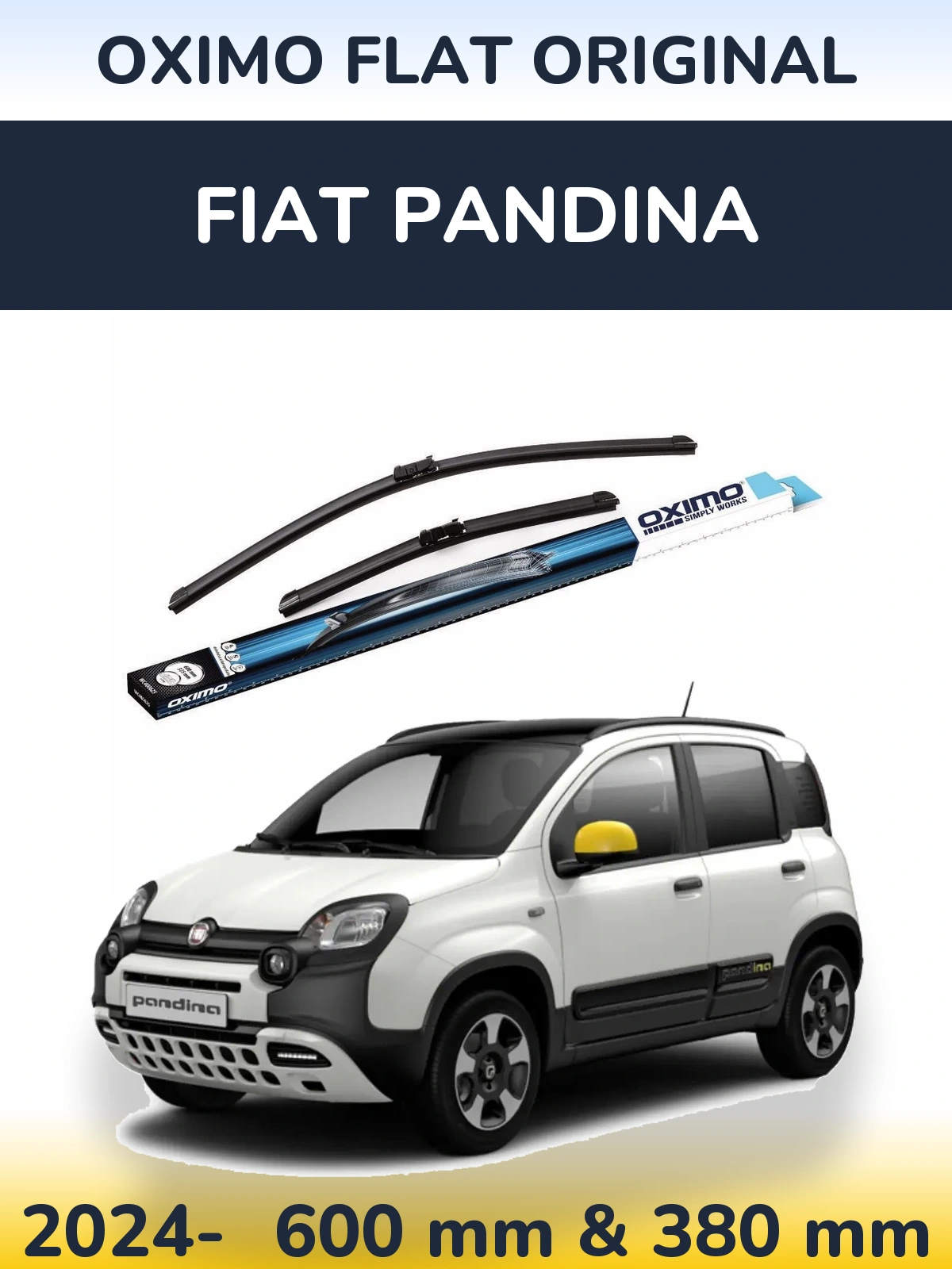 Front wiper blade set Oximo Flat Original 600 & 380 mm for Fiat Pandina 2024-2026