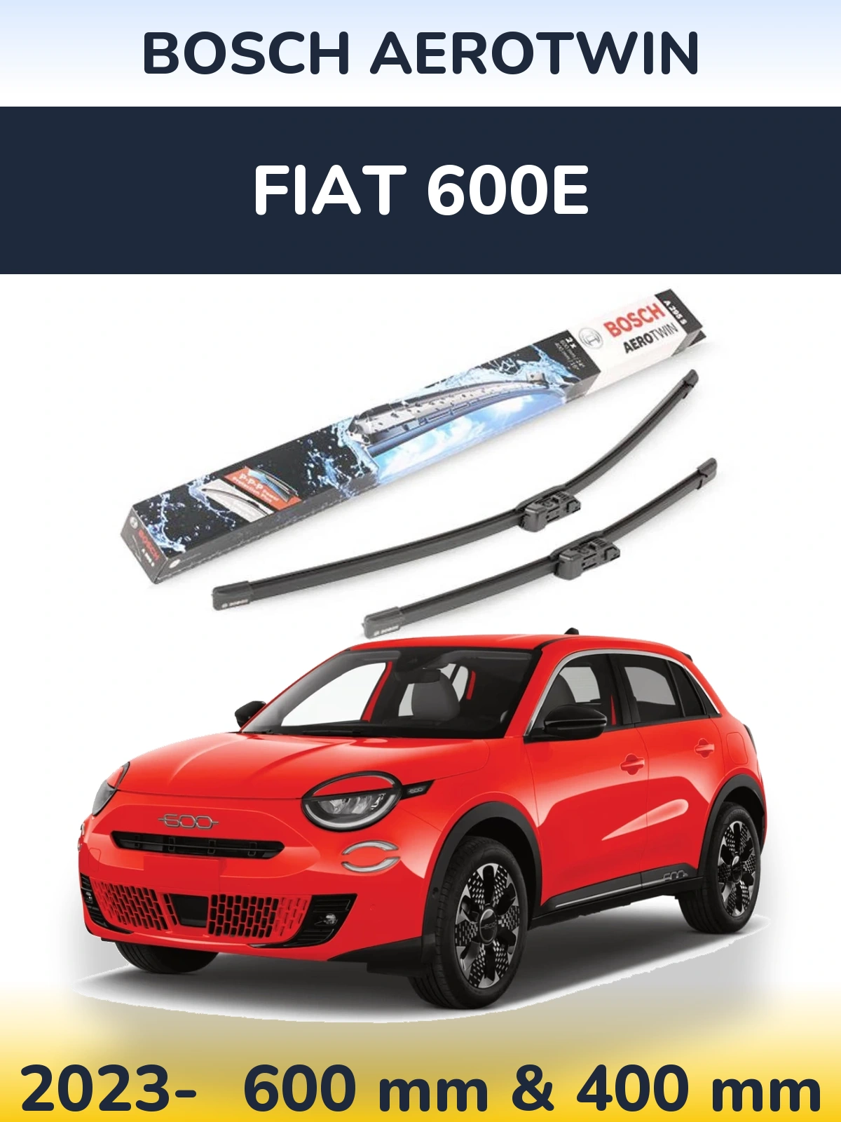 Комплект передних дворников BOSCH AeroTwin 600 & 400 мм для Fiat 600e 2023-2026