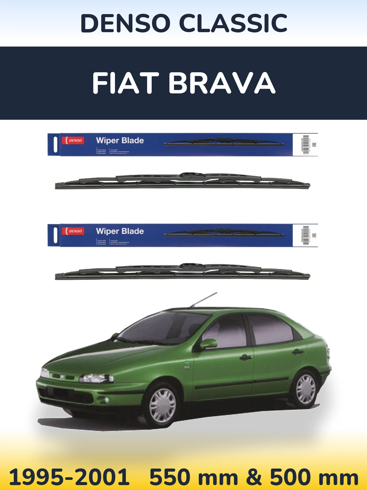 Комплект передніх щіток Denso Classic 550 & 500 мм для Fiat Brava 1995-2001