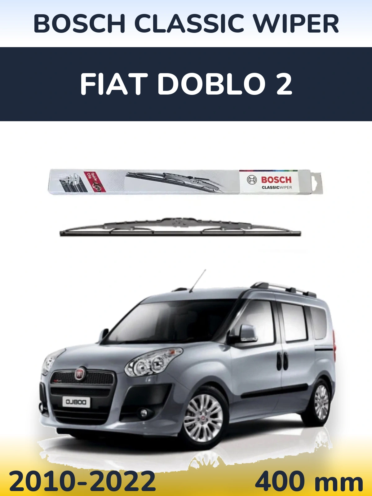 Rear wiper blade BOSCH Classic Wiper 400 mm for Fiat Doblo 2 2010-2022