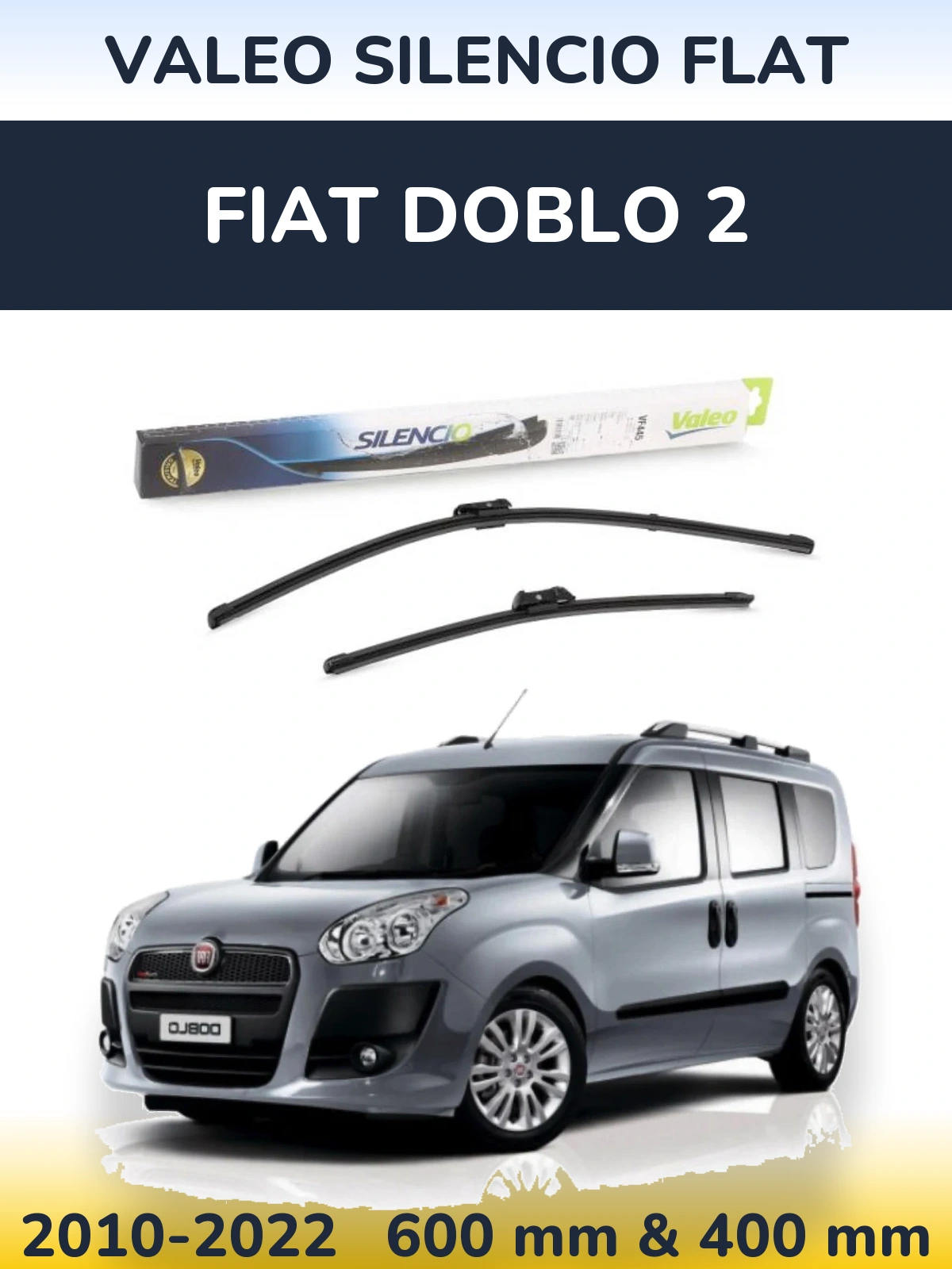 Комплект передних дворников Valeo Silencio Flat 600 & 400 мм для Fiat Doblo 2 2010-2022