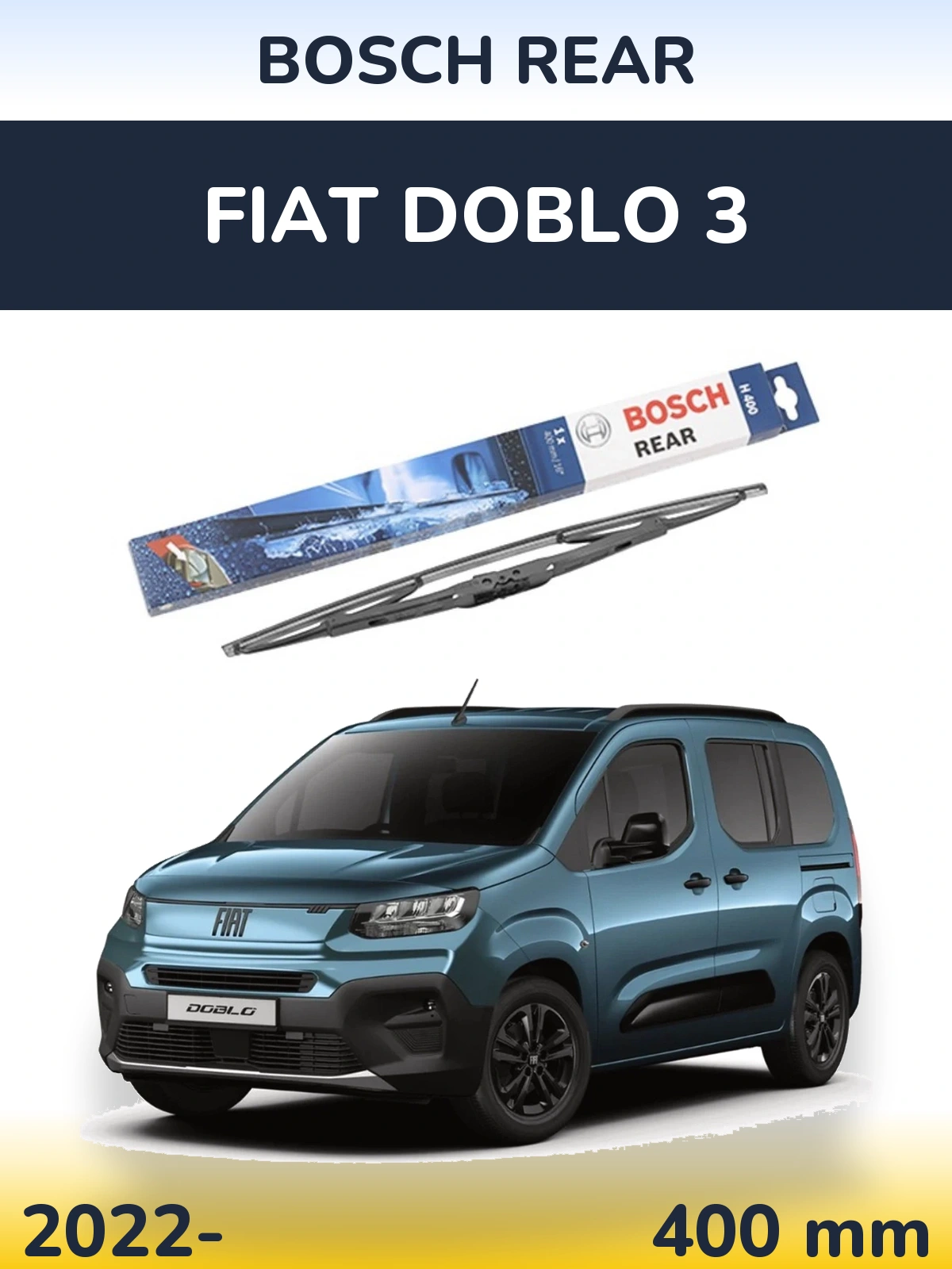 Задний дворник BOSCH Rear 400 мм для Fiat Doblo 3 2022-2026