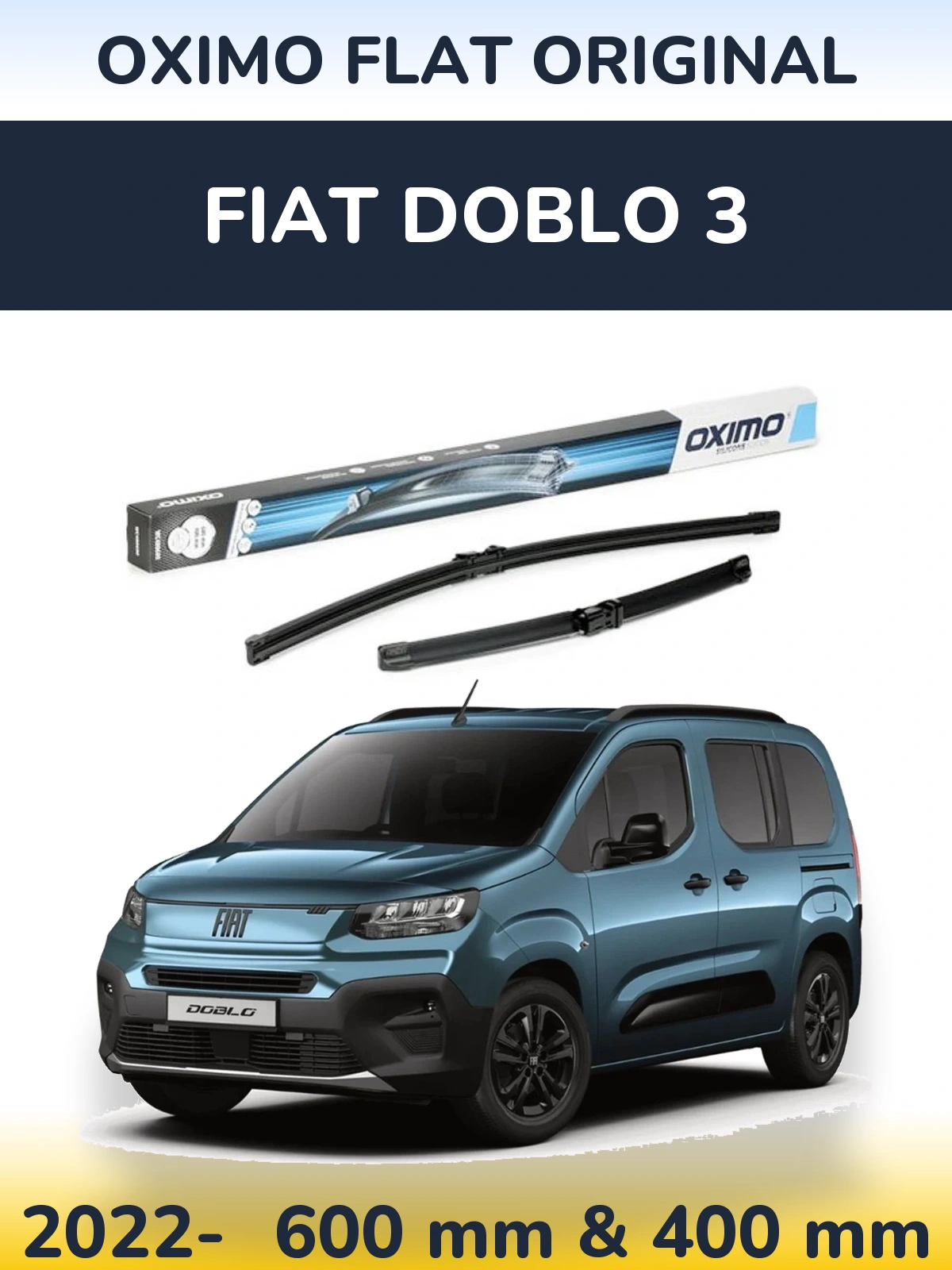 Front wiper blade set Oximo Flat Original 600 & 400 mm for Fiat Doblo 3 2022-2026