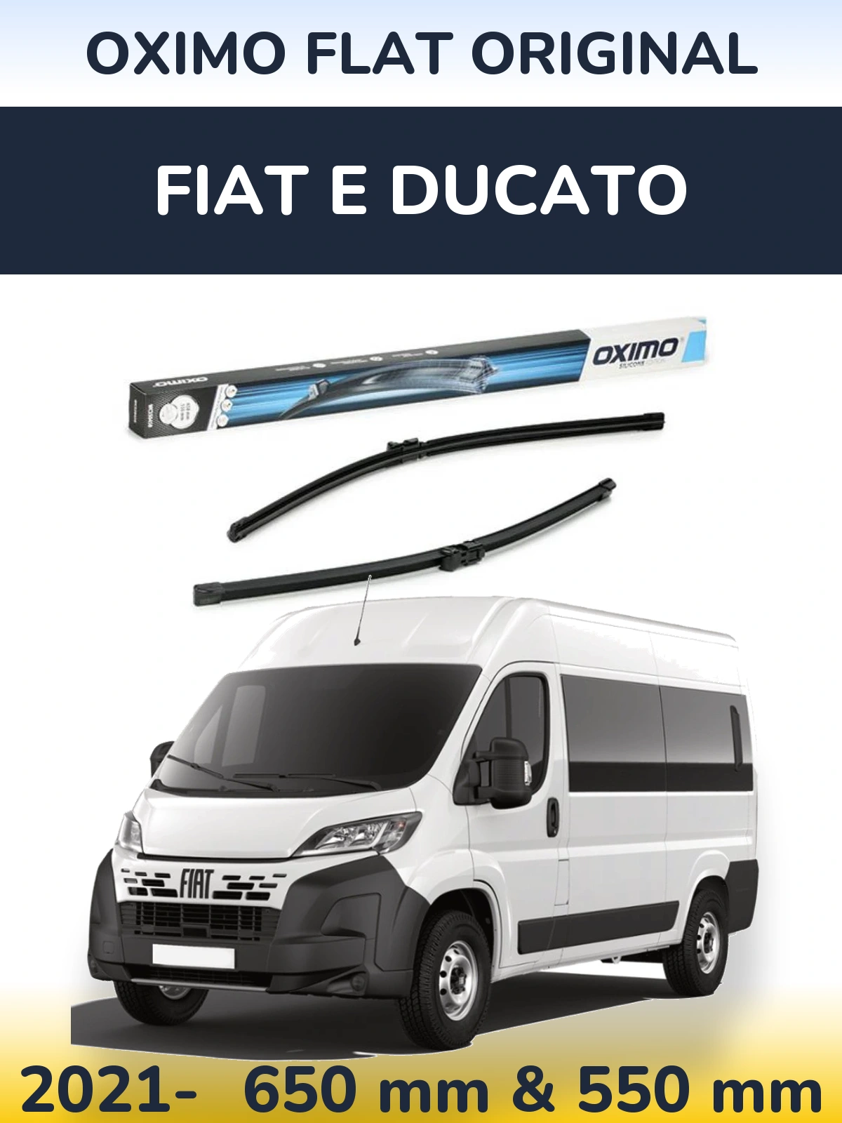 Комплект передних дворников Oximo Flat Original 650 & 550 мм для Fiat E Ducato 2021-2026