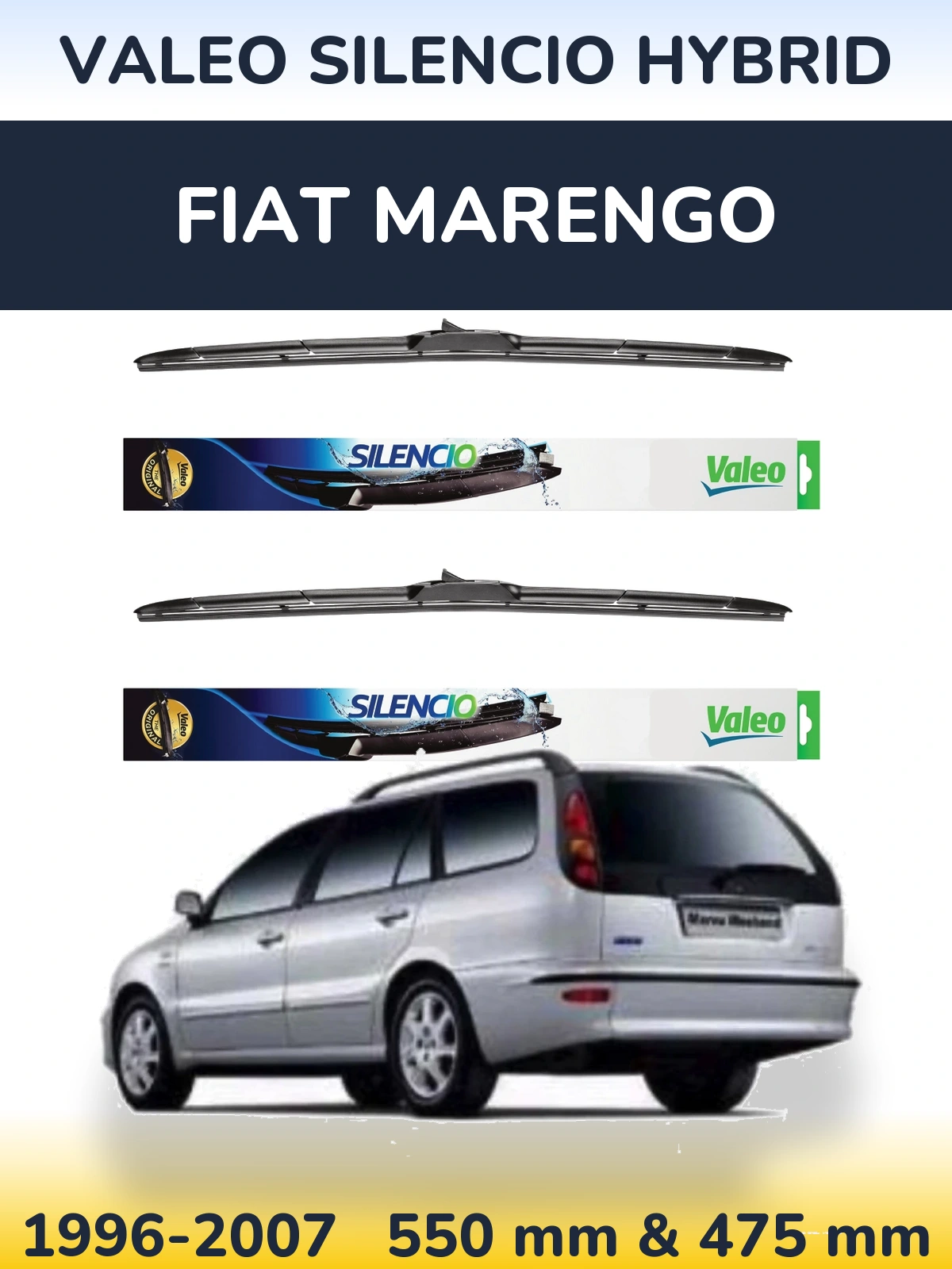 Комплект передних дворников Valeo Silencio Hybrid 550 & 475 мм для Fiat Marengo 1996-2007