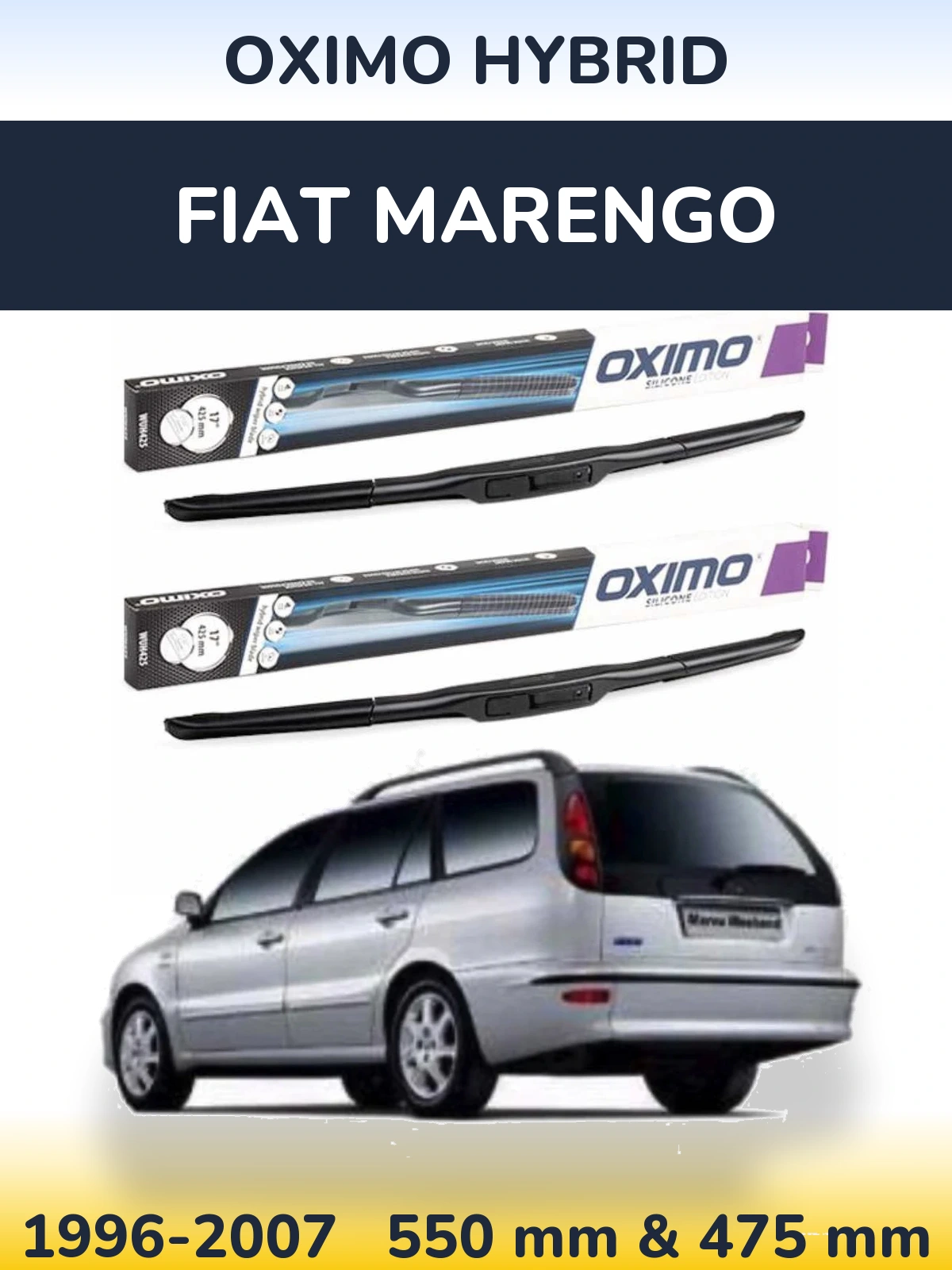 Комплект передних дворников Oximo Hybrid 550 & 475 мм для Fiat Marengo 1996-2007
