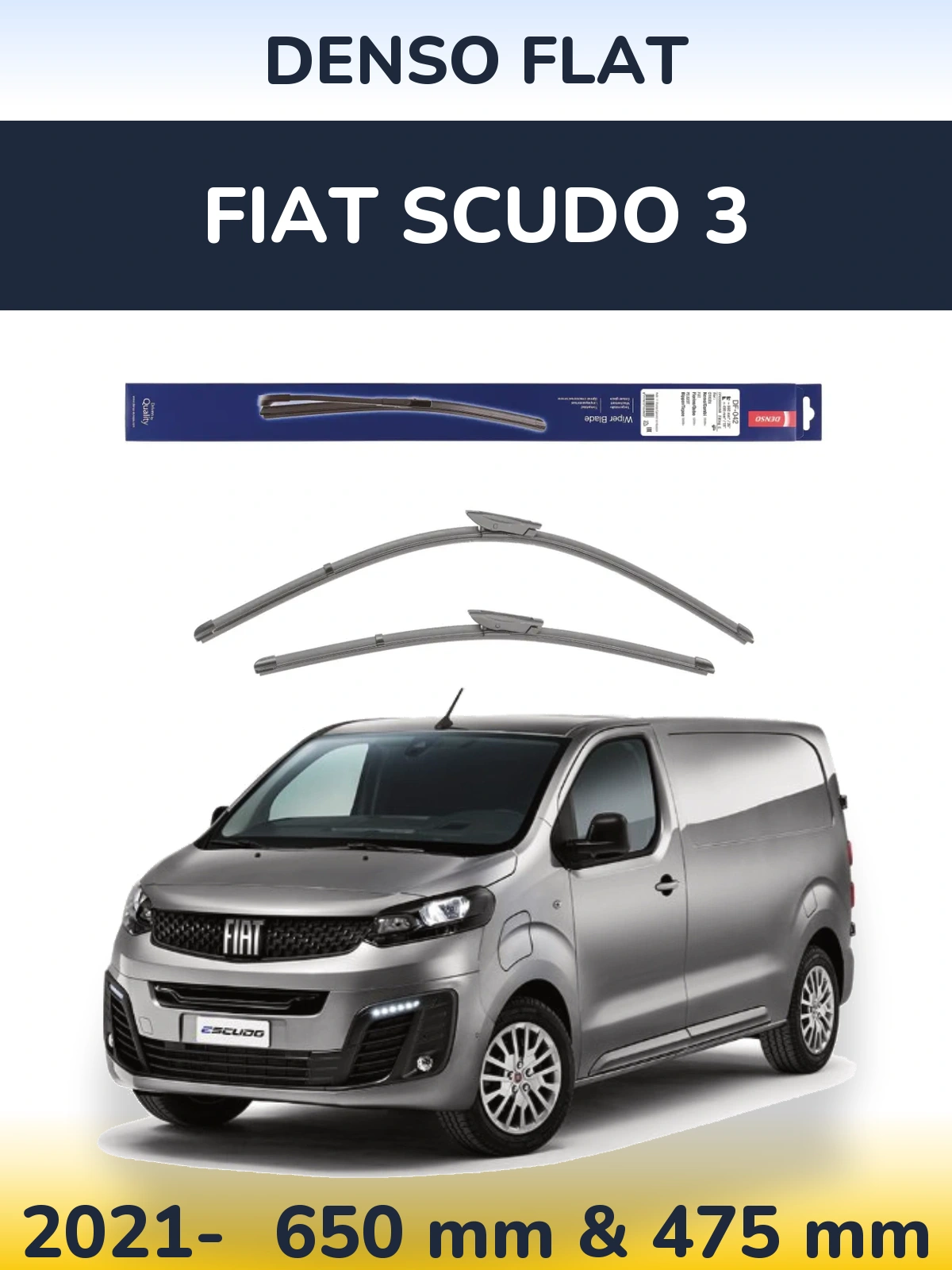 Front wiper blade set Denso Flat 650 & 450 mm for Fiat Scudo 3 2021-2026