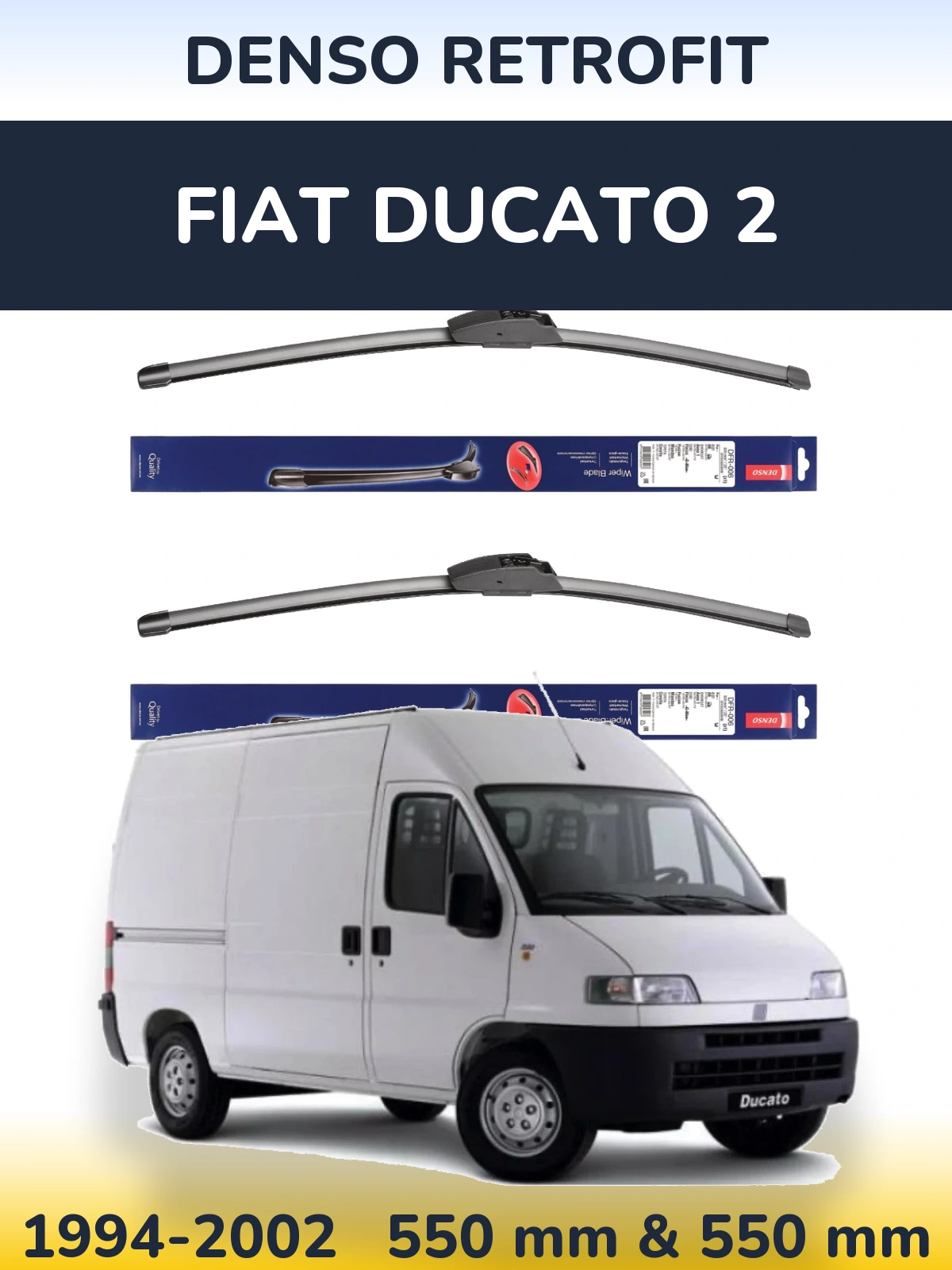 Front wiper blade set Denso Retrofit 550 & 550 mm for Fiat Ducato 2 1994-2002