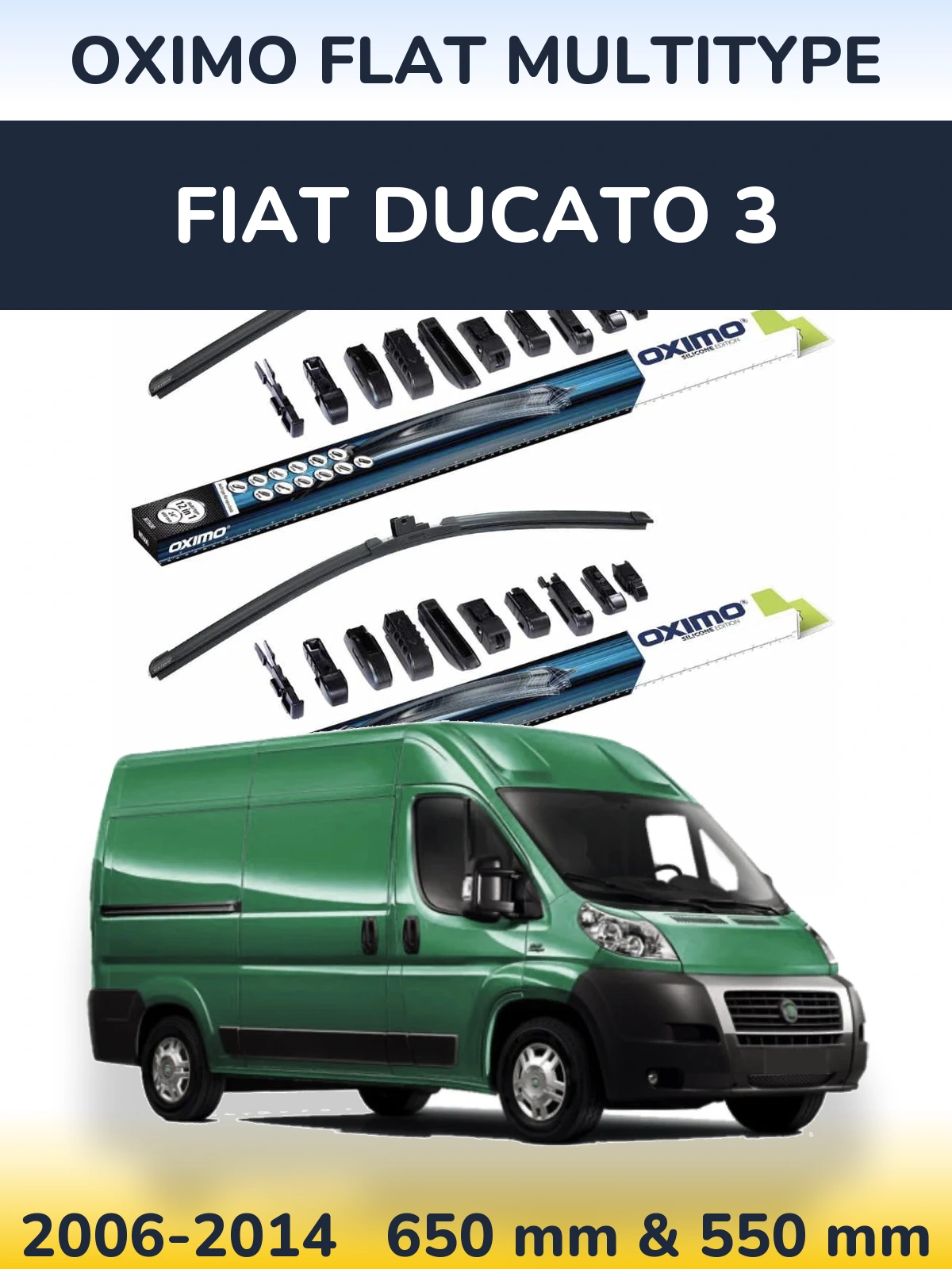 Front wiper blade set Oximo Flat MultiTipoe 650 & 550 mm for Fiat Ducato 3 2006-2014
