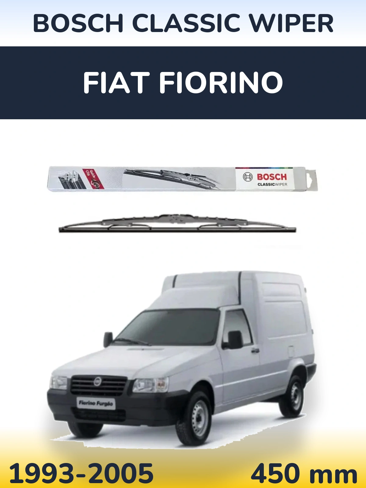 Front wiper blade BOSCH Classic Wiper 450 mm for Fiat Fiorino 1993-2005