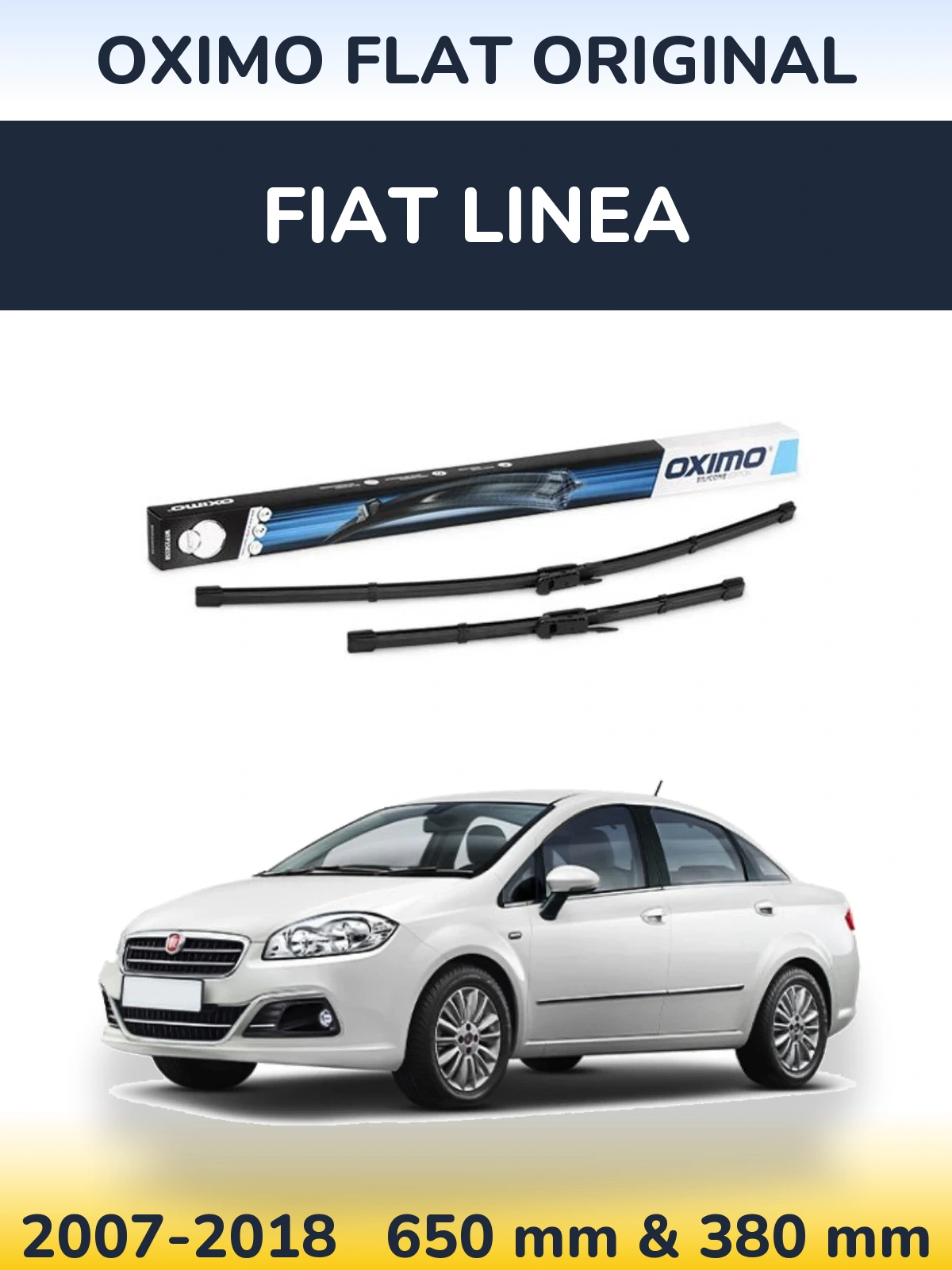 Front wiper blade set Oximo Flat Original 650 & 380 mm for Fiat Linea 2007-2018