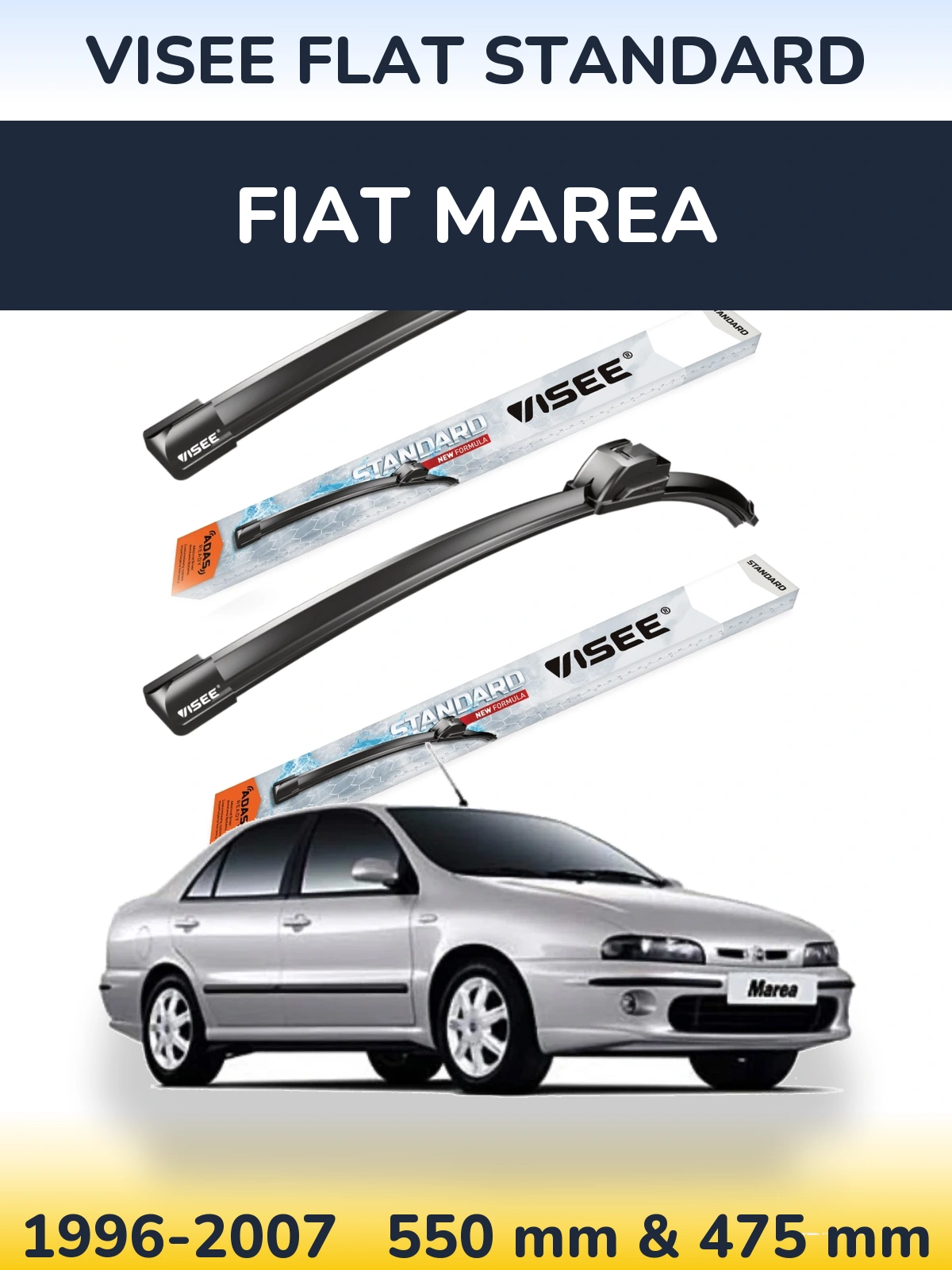 Комплект передних дворников VISEE FLAT STANDARD 550 & 475 мм для Fiat Marea 1996-2007