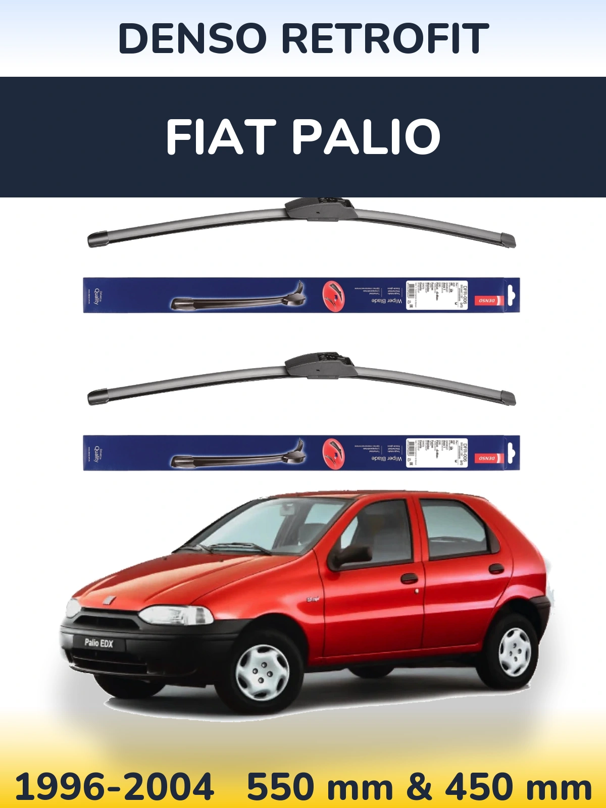 Комплект передніх щіток Denso Retrofit 550 & 450 мм для Fiat Palio 1996-2004